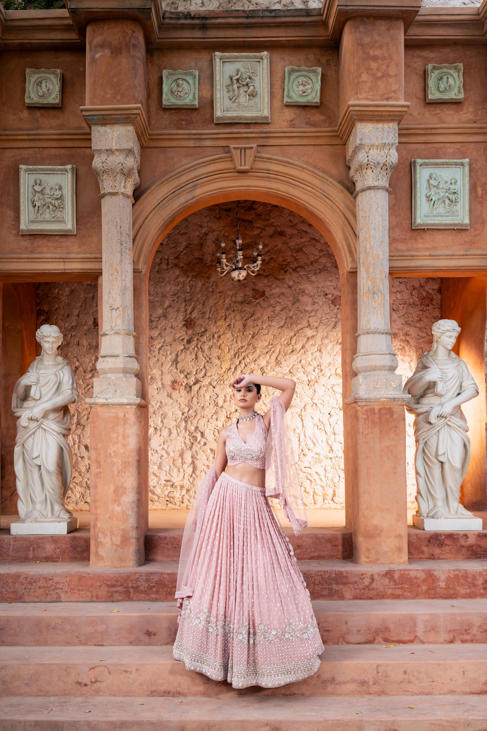 Noor Pink Embroidered Lehenga Set