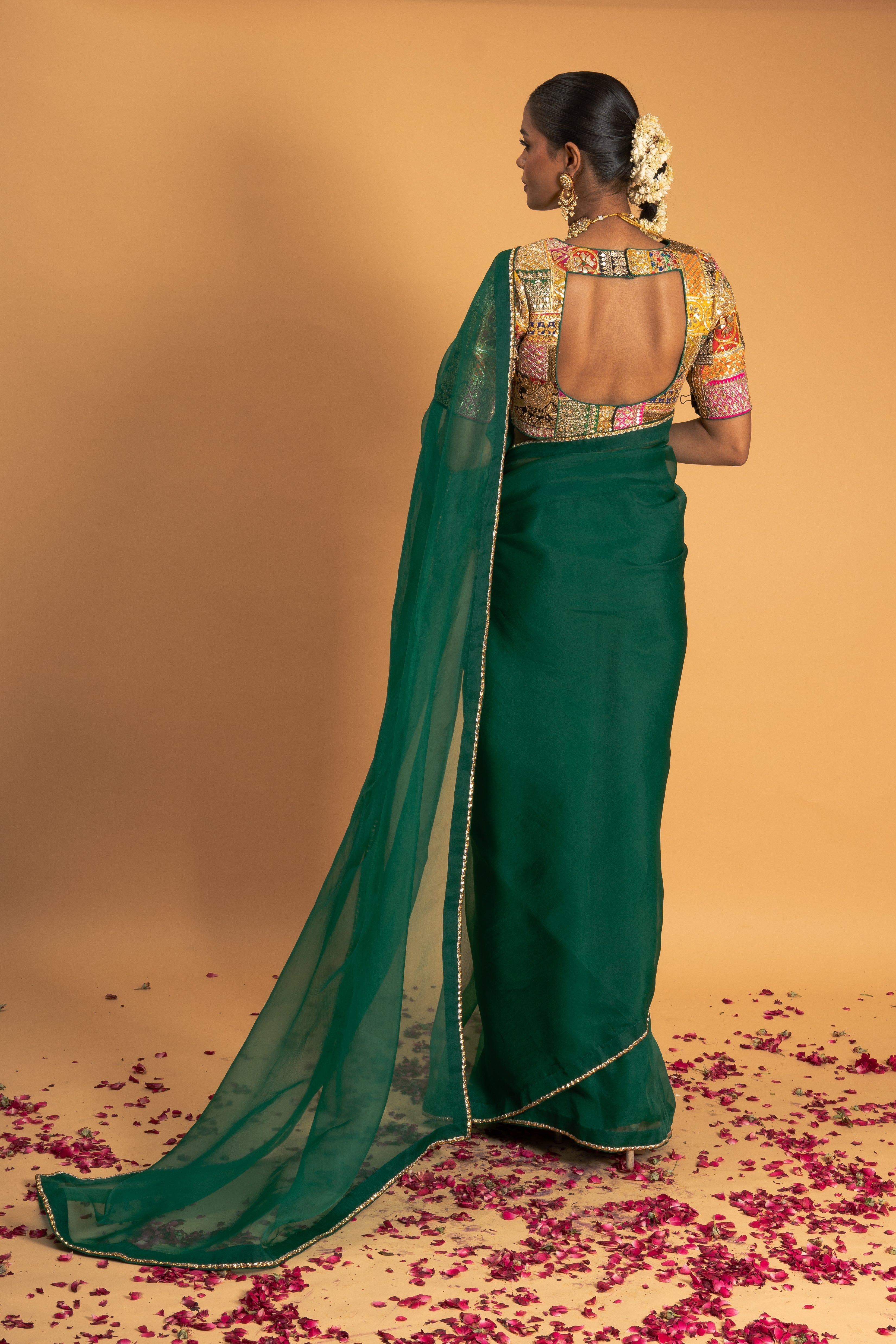 Green Organza Saree Set