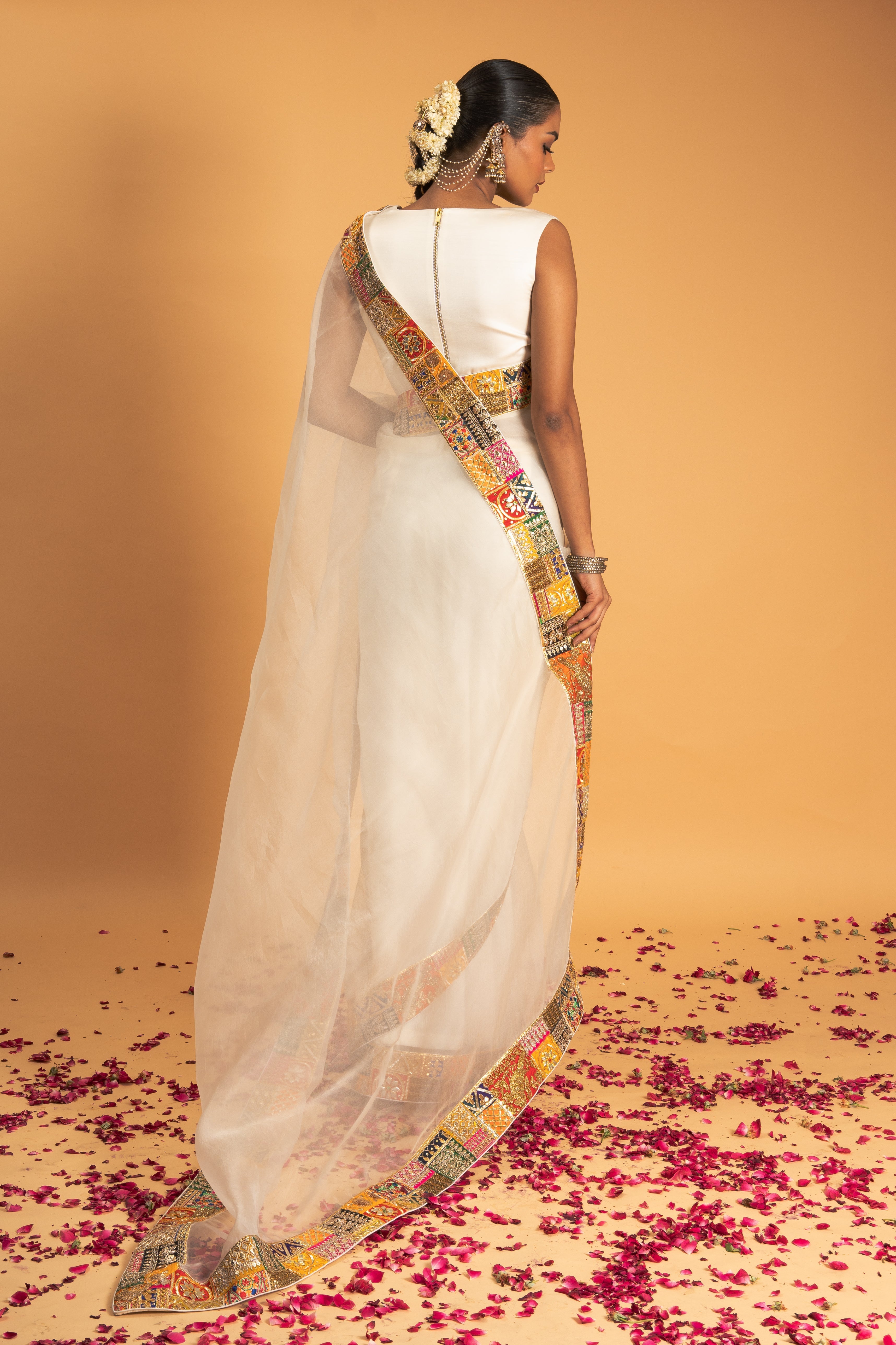 Ivory Organza Saree Set