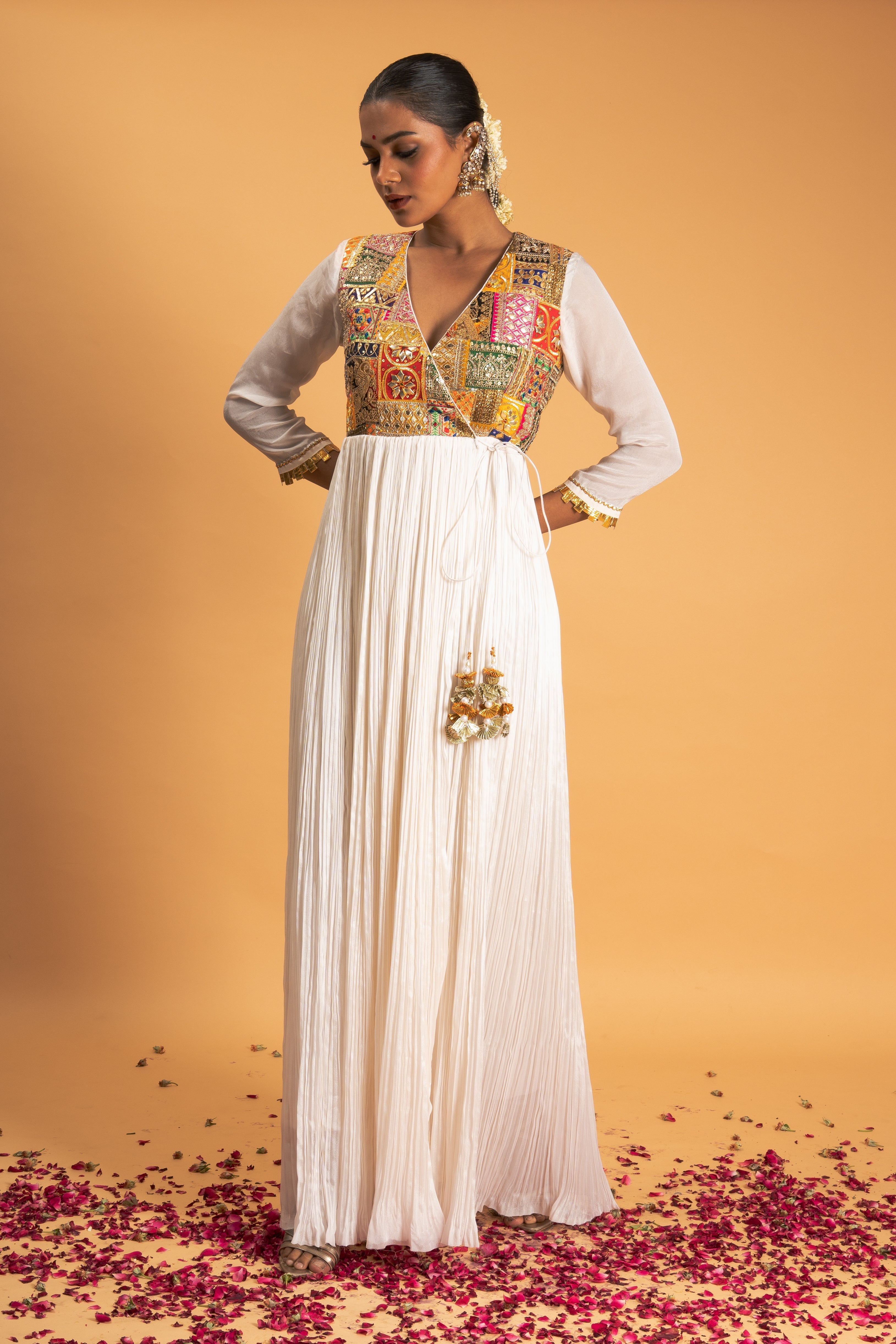 Ivory Angrakha Kurta Pant Set