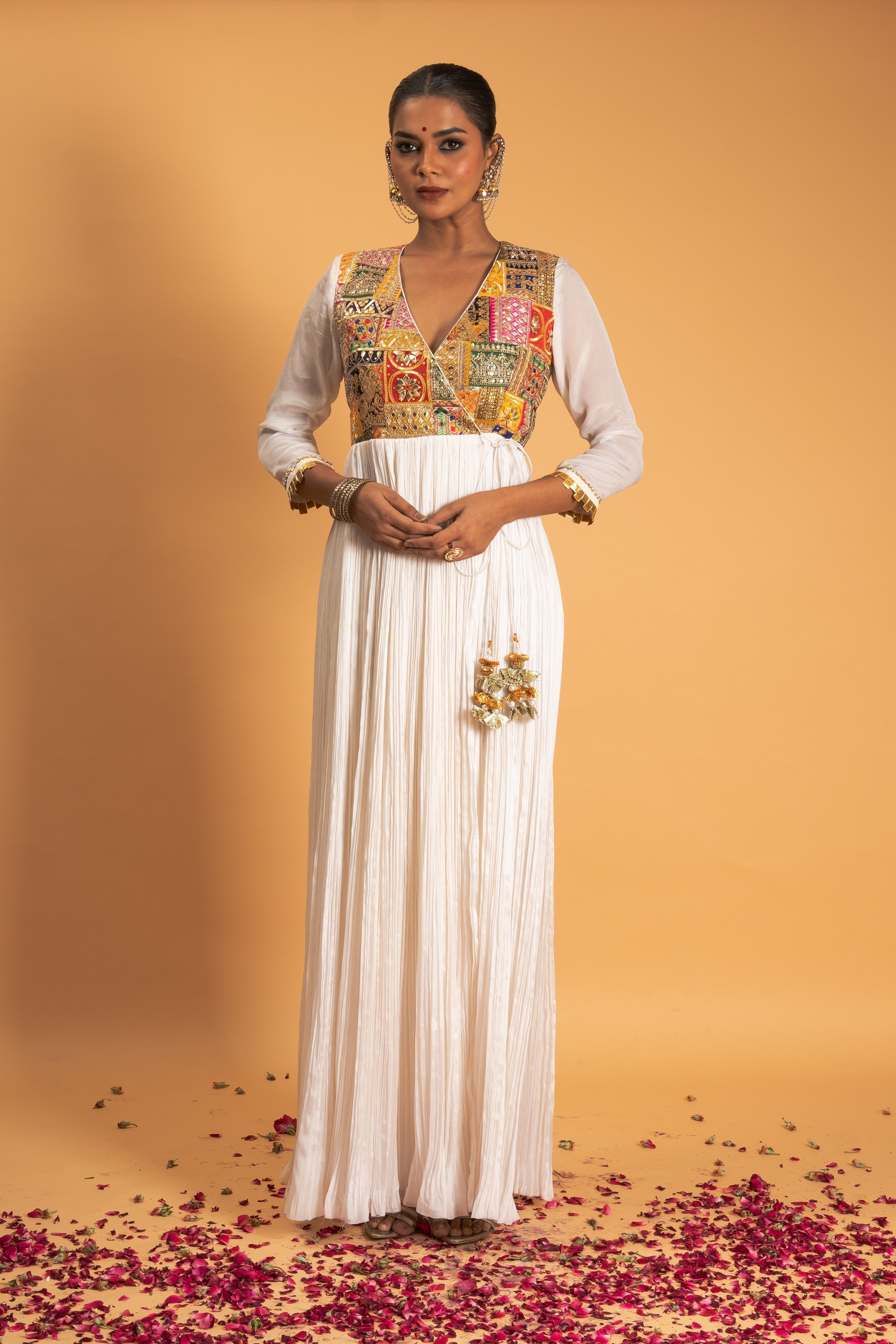 Ivory Angrakha Kurta Pant Set