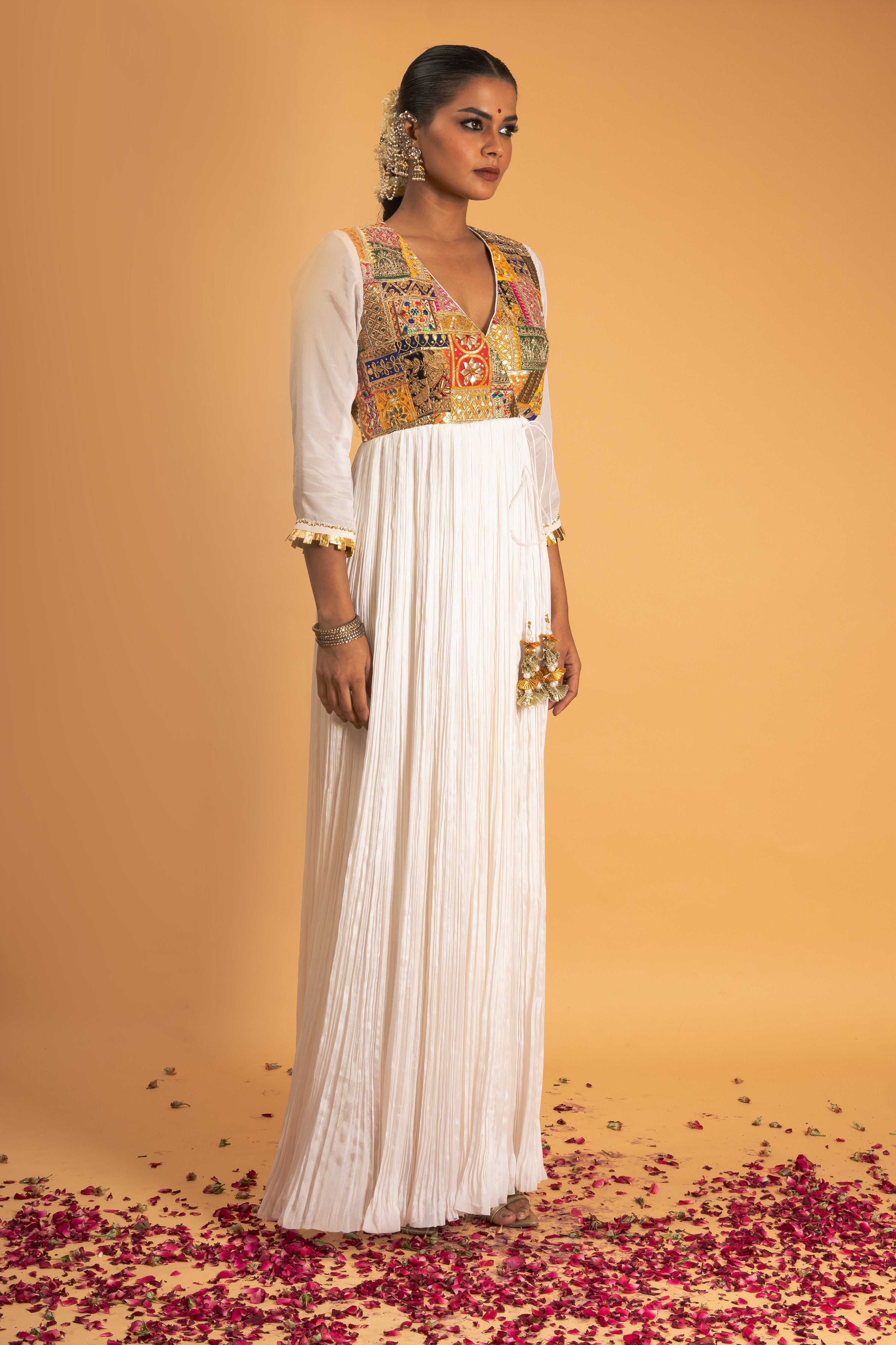 Ivory Angrakha Kurta Pant Set