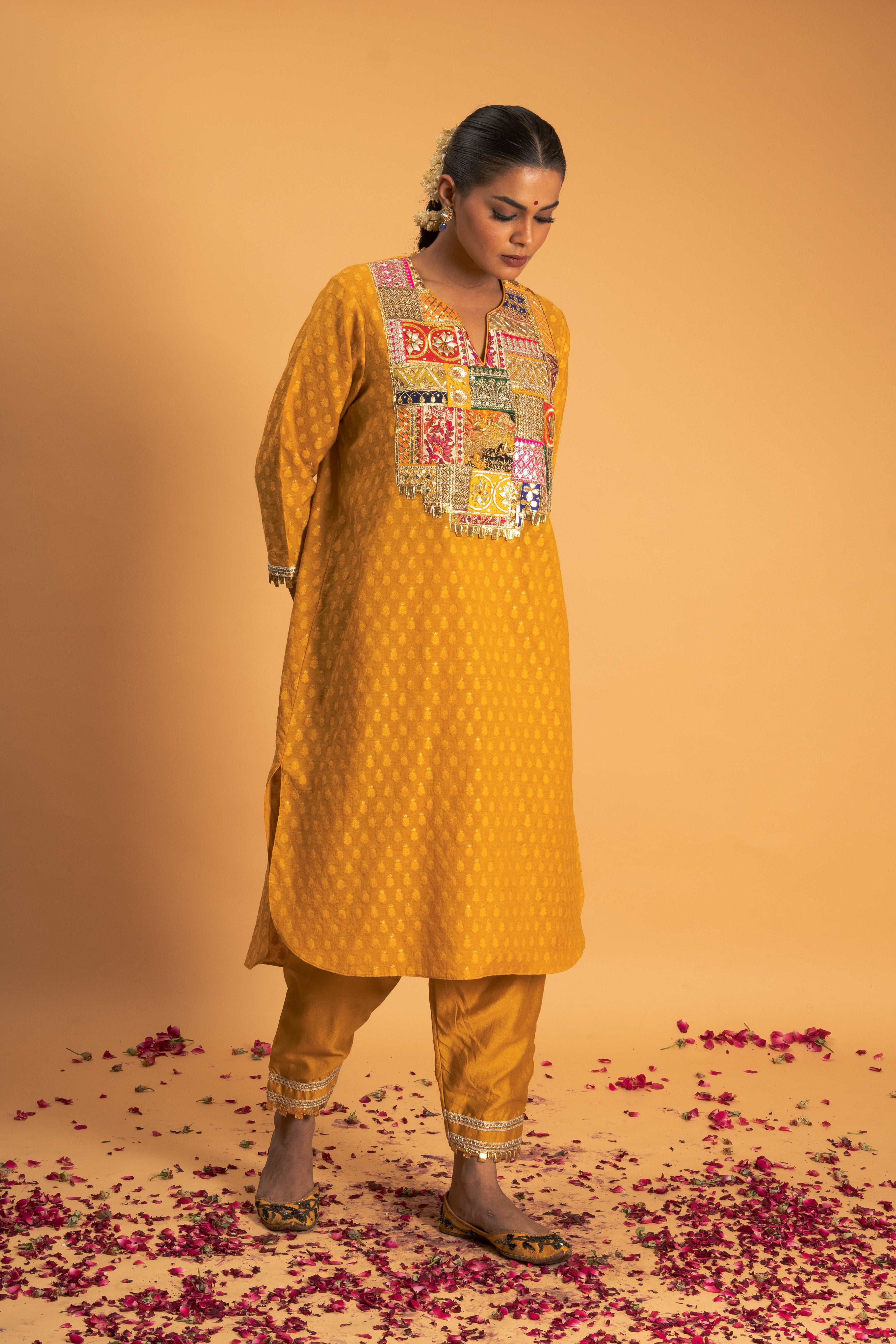 Mustard Chanderi Kurta