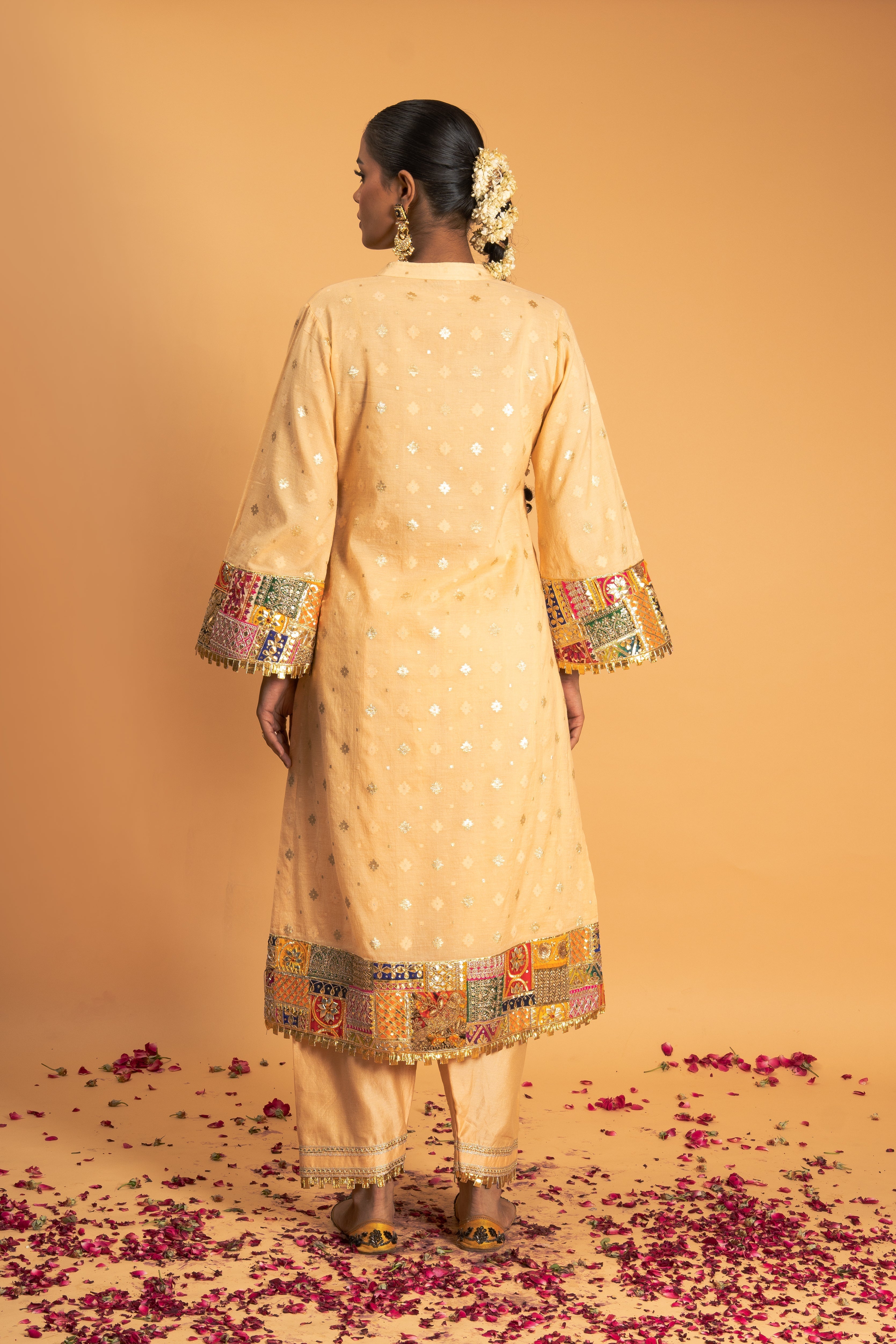 Light Peach Chanderi Kurta Set