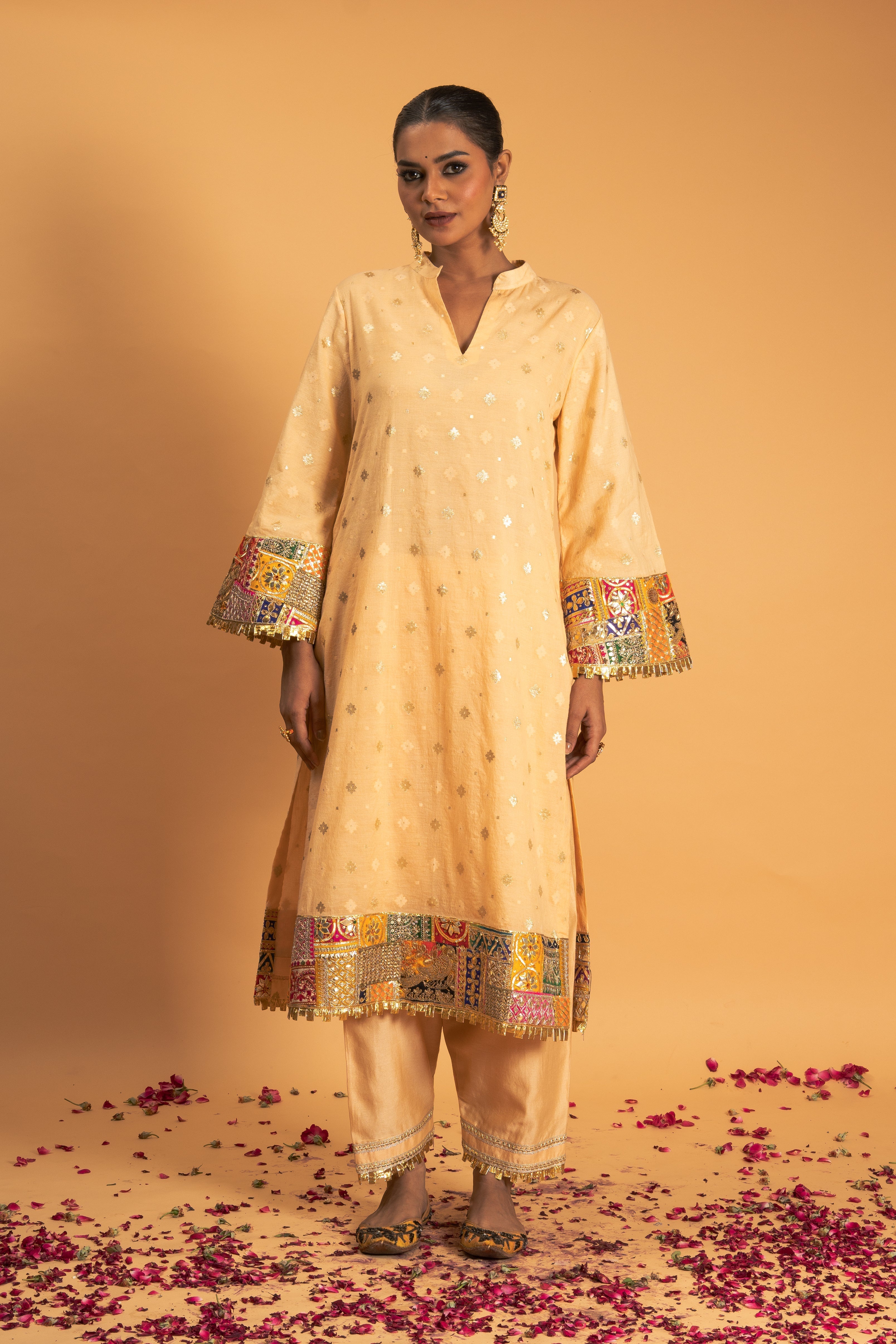 Light Peach Chanderi Kurta Set