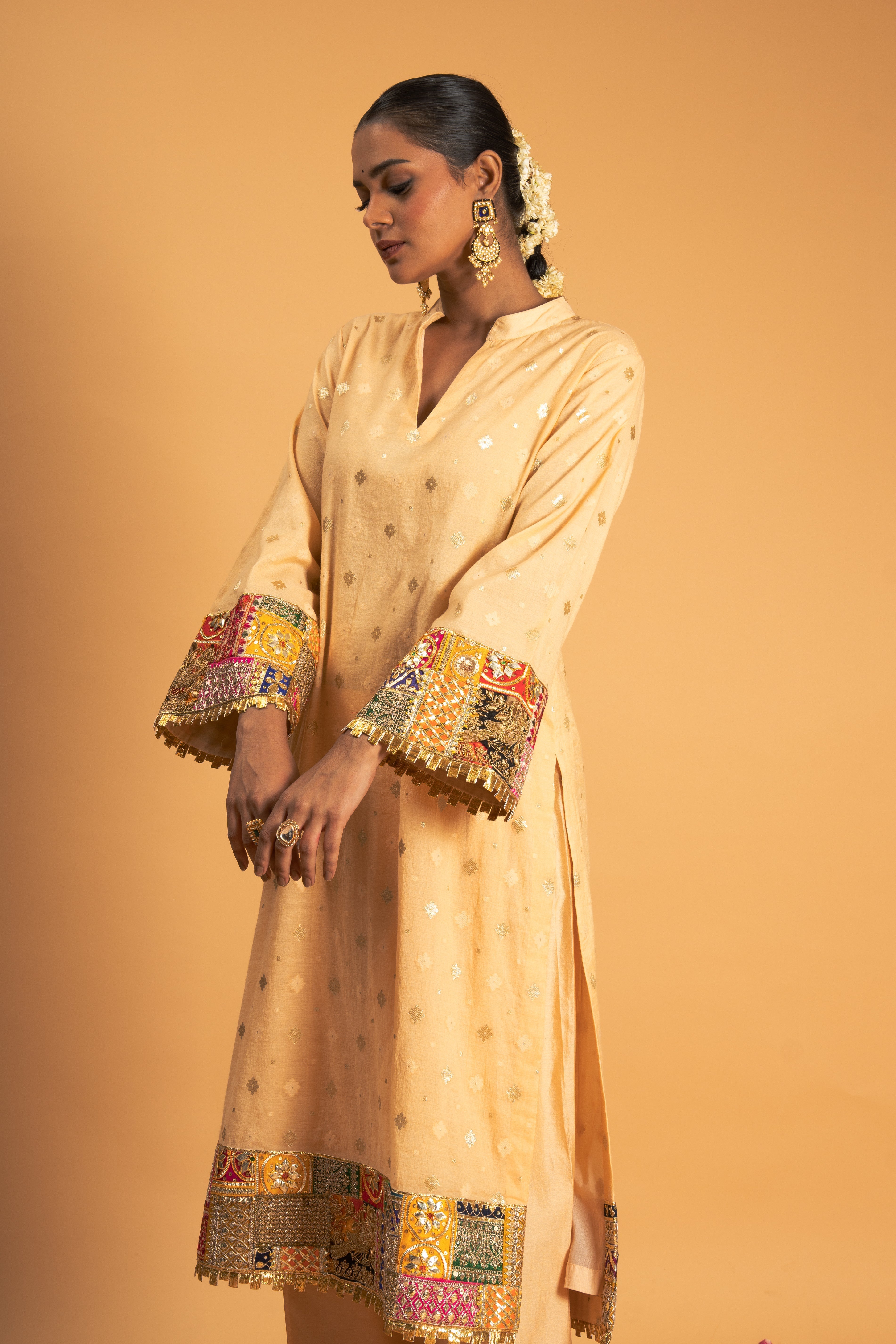 Light Peach Chanderi Kurta Set