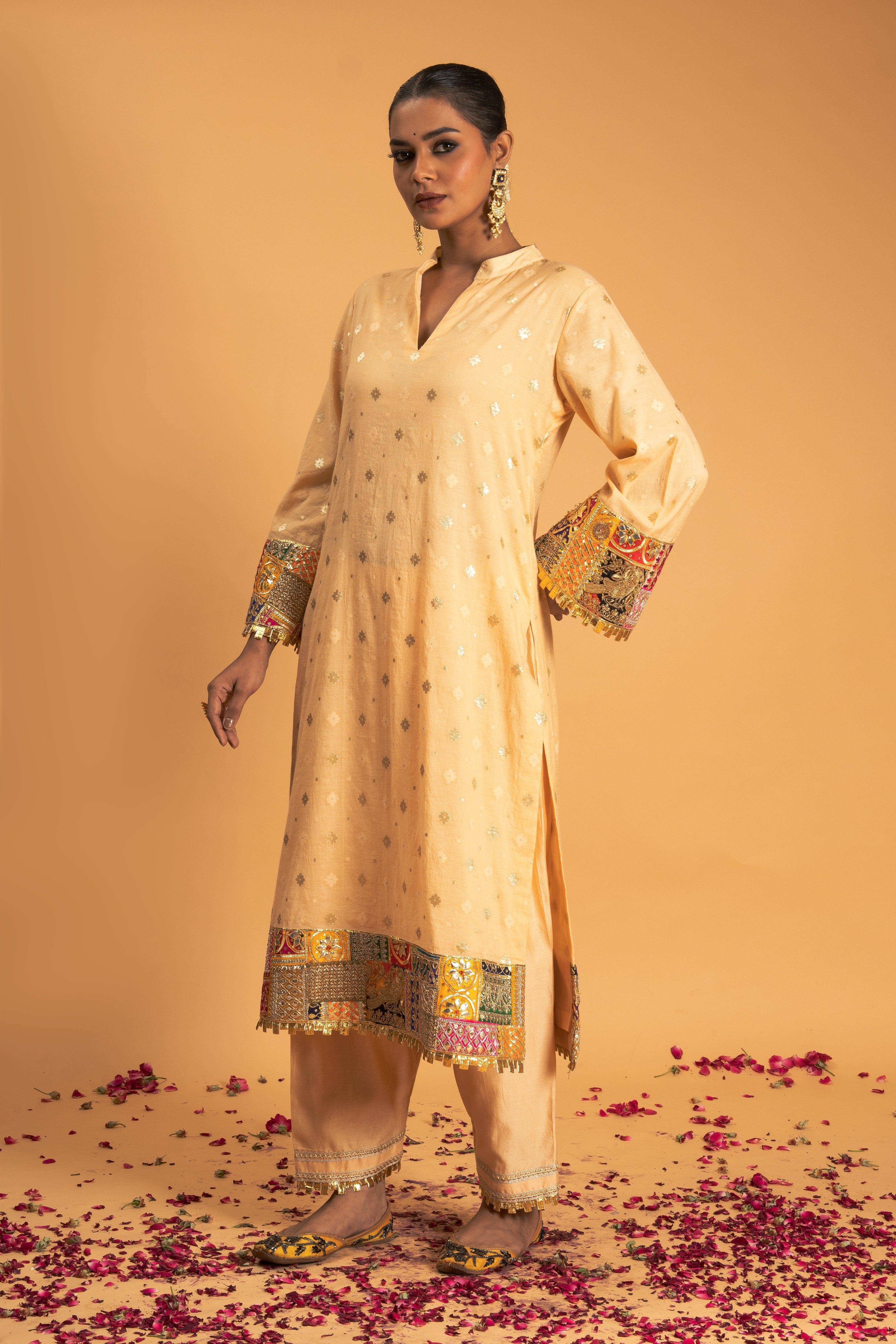 Light Peach Chanderi Kurta Set