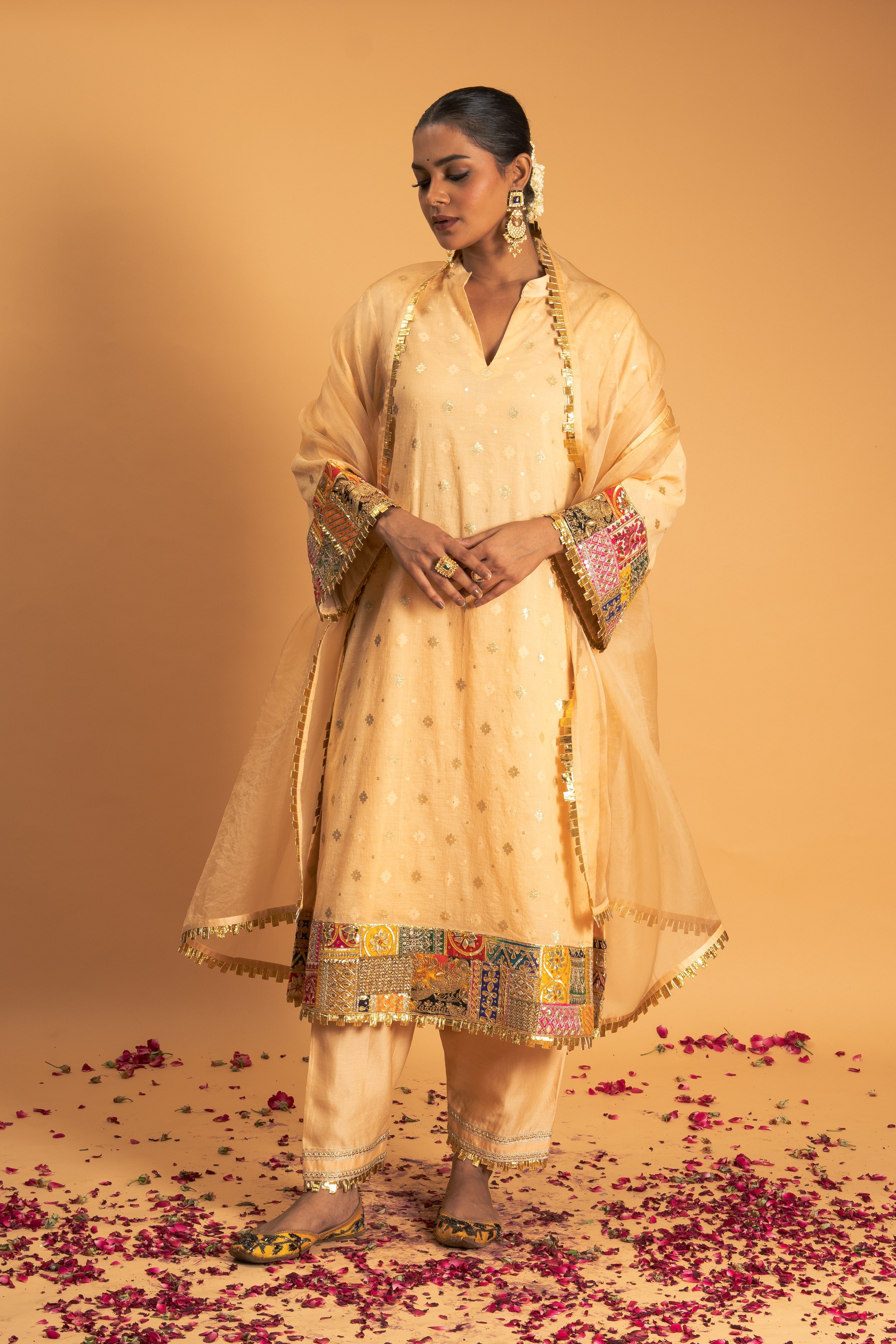 Light Peach Chanderi Kurta Set