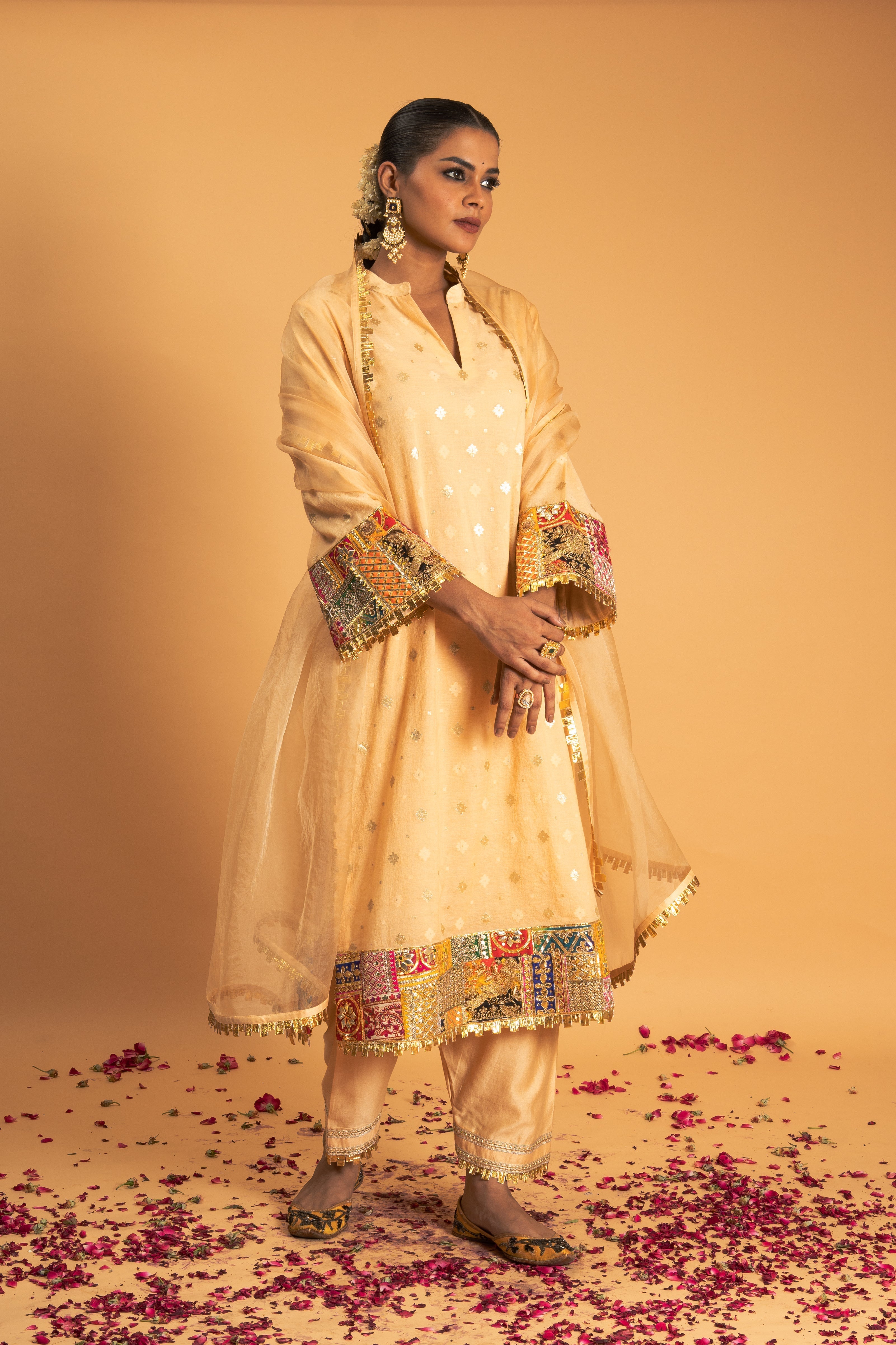 Light Peach Chanderi Kurta Set