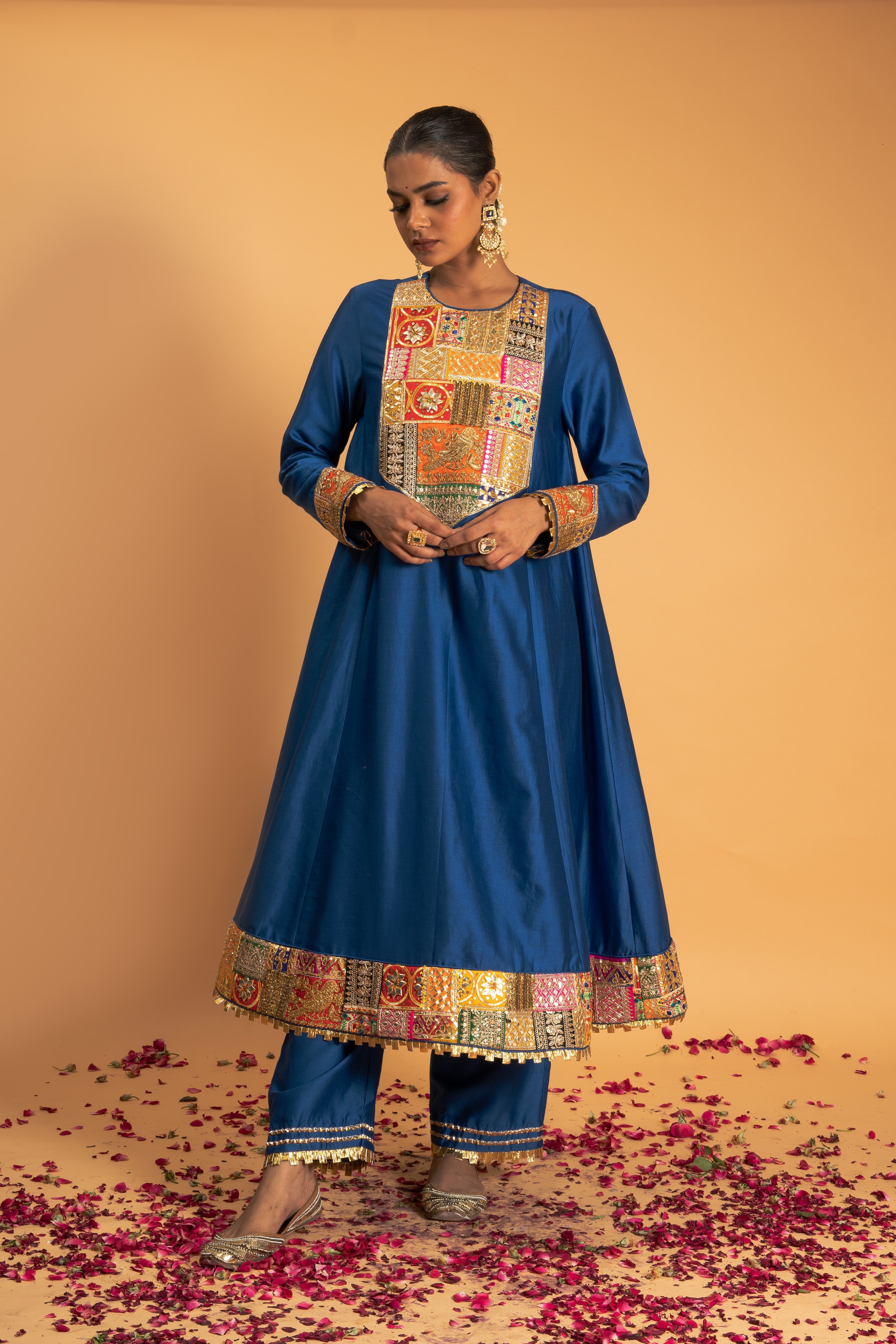 Blue Chanderi Kurta Set