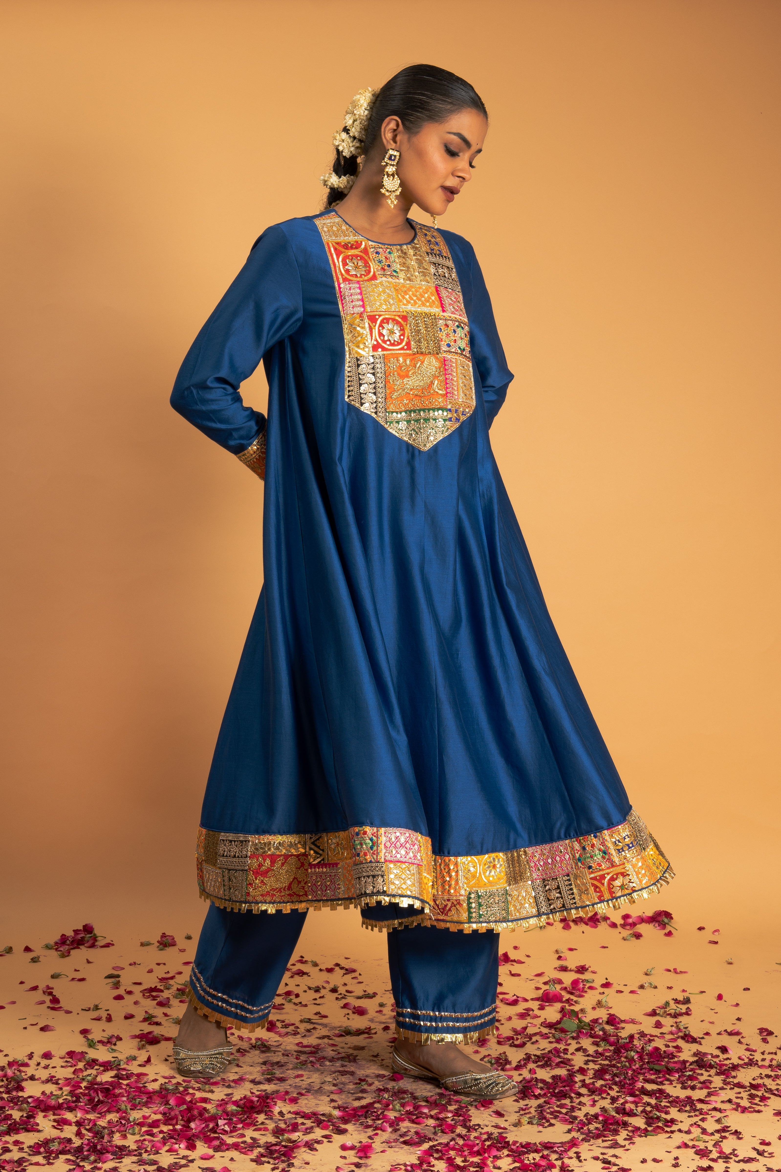 Blue Chanderi Kurta Set