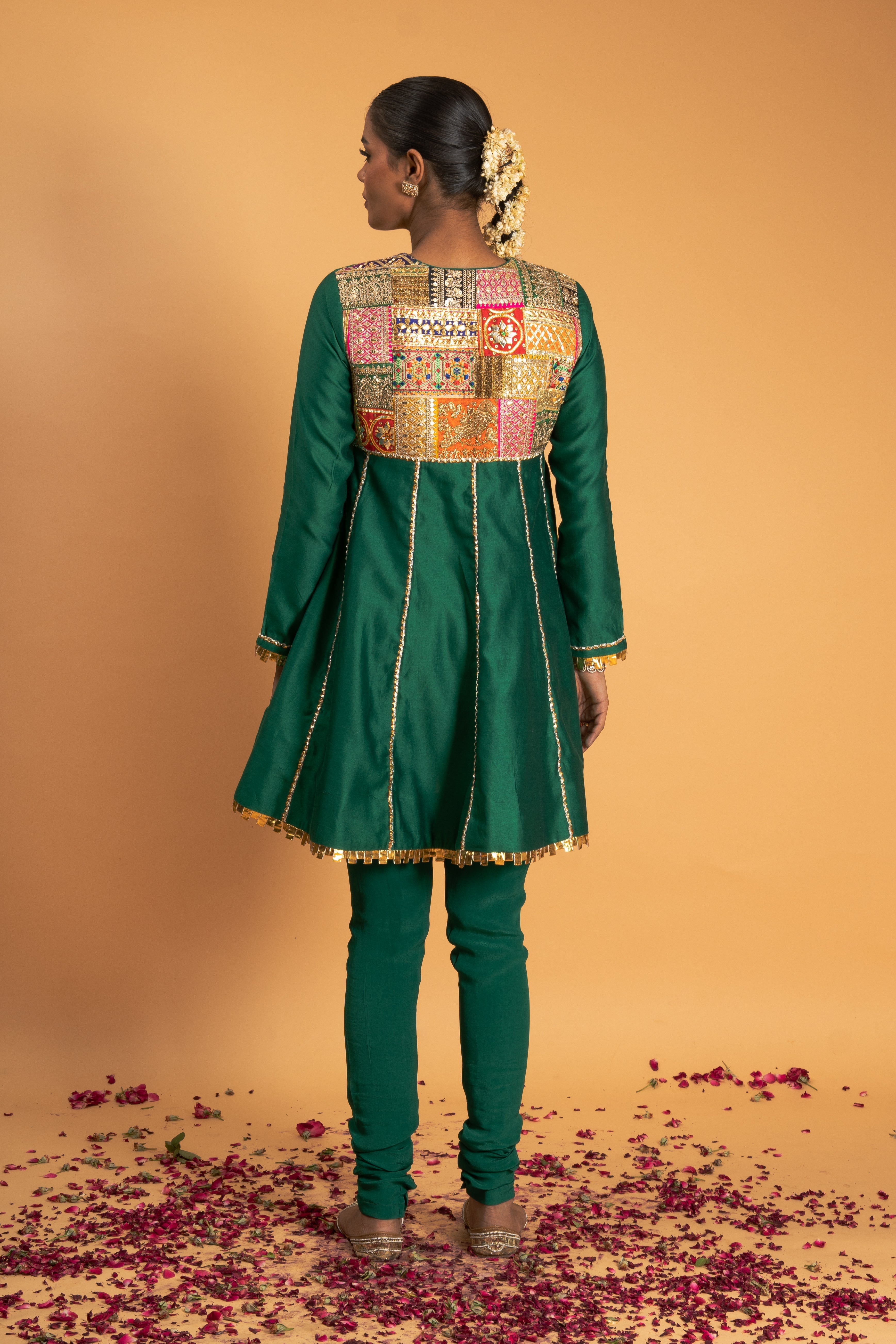 Green Chanderi Kurta Set