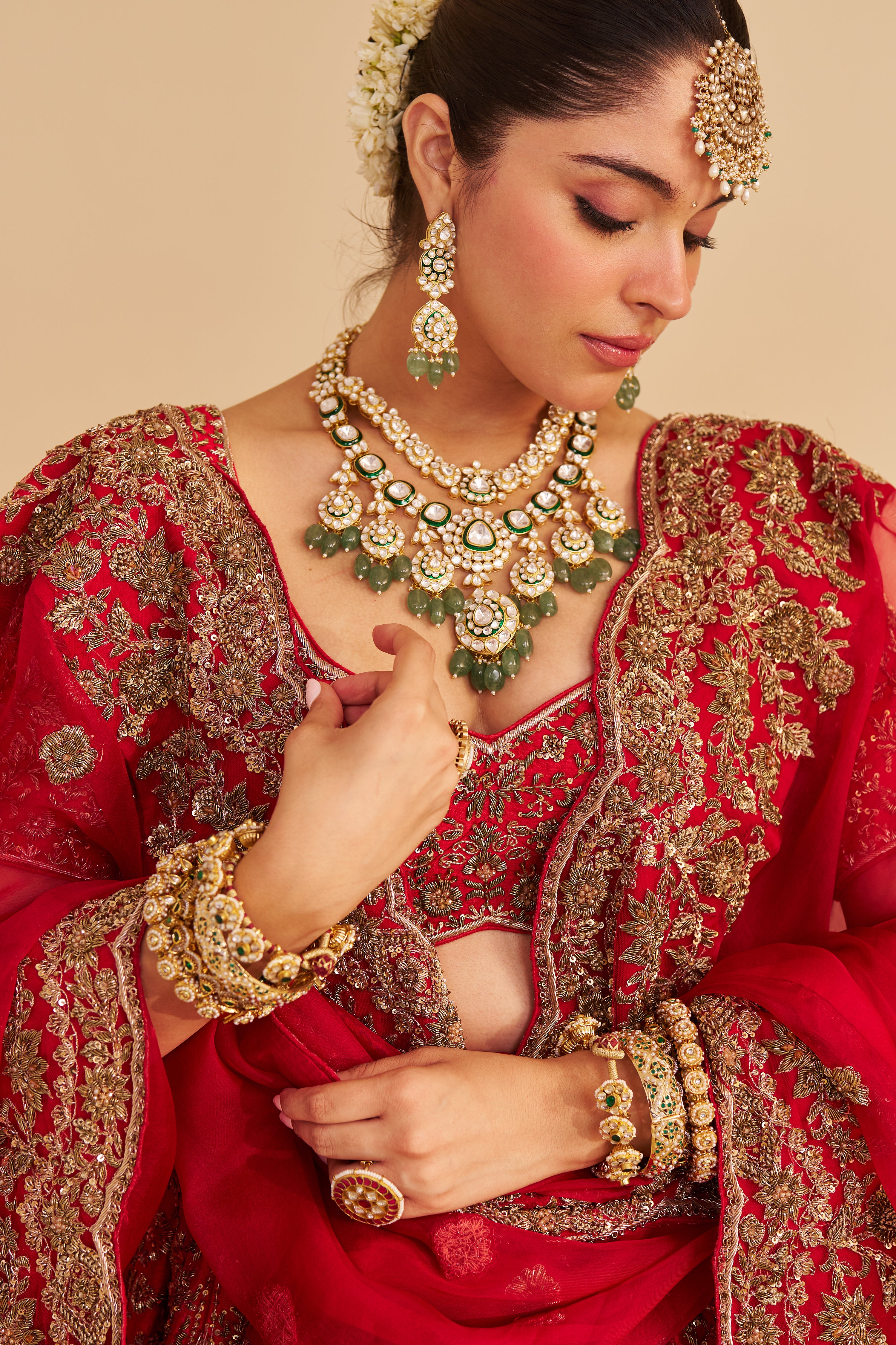 Mahanoor - Dabka Zardozi Embroidered Pure Silk Red Bridal Lehenga Set