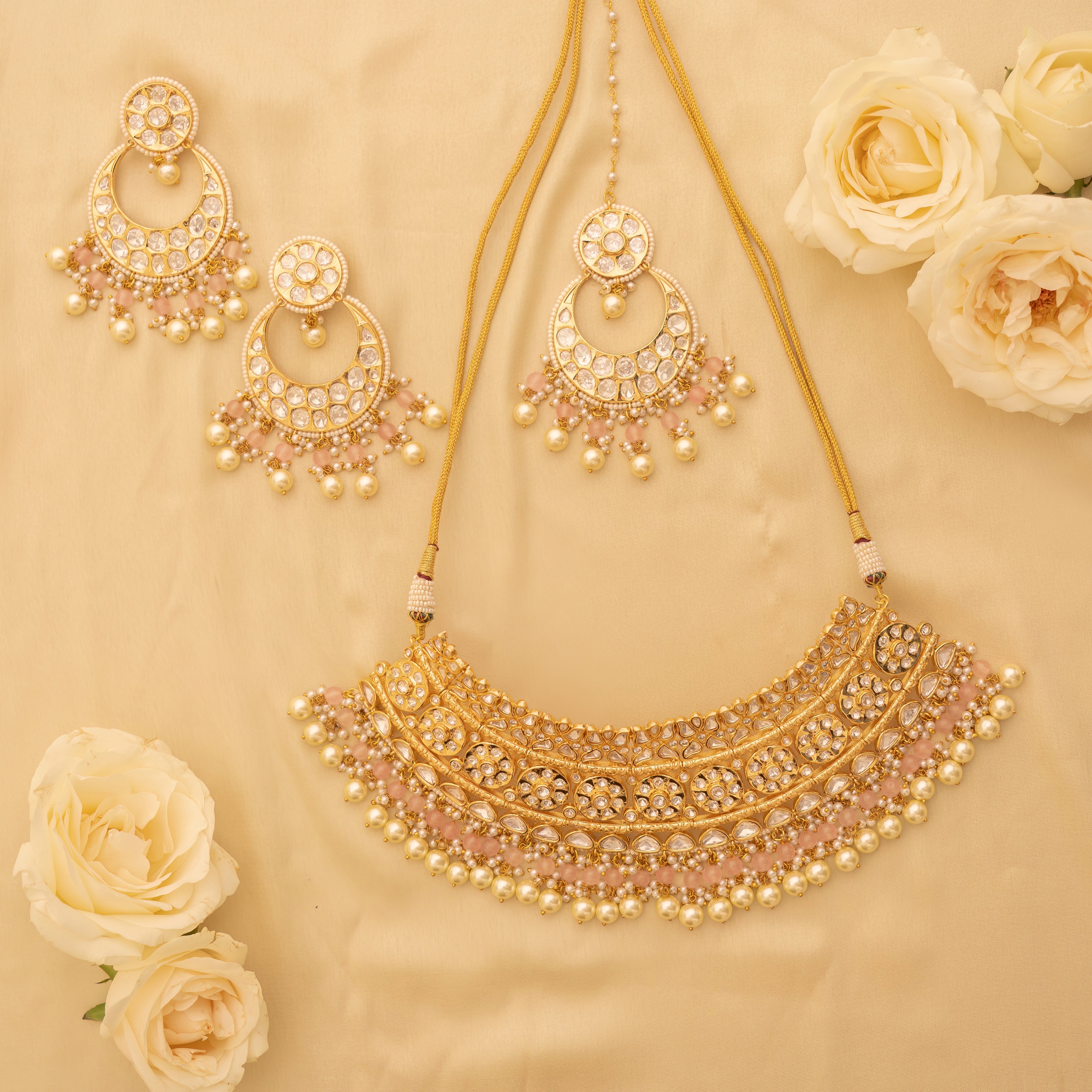 Zaheen Pink Kundan Bridal Set