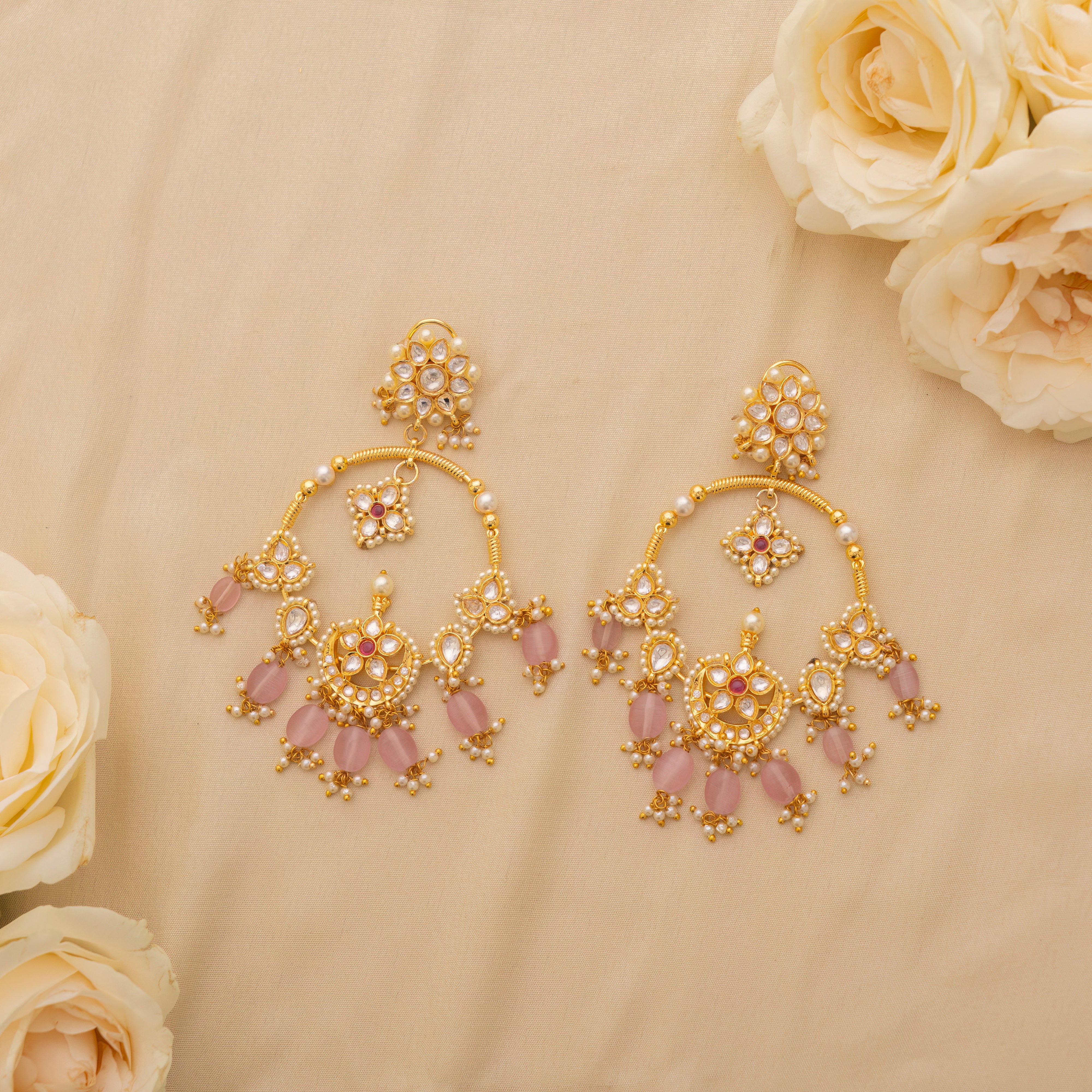 Gomti Pink Kundan Chandbalis