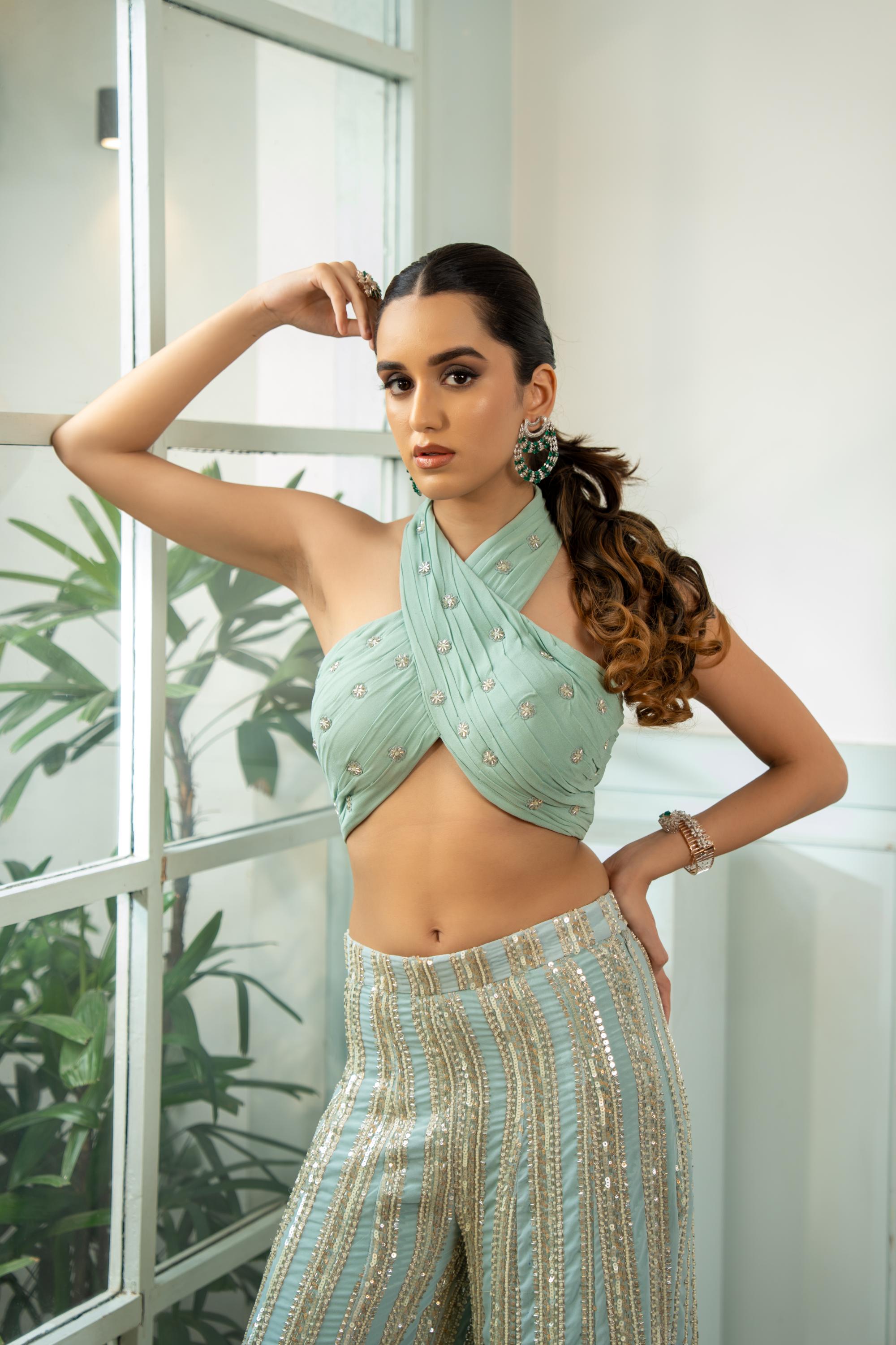 Georgette Halter Pant Set