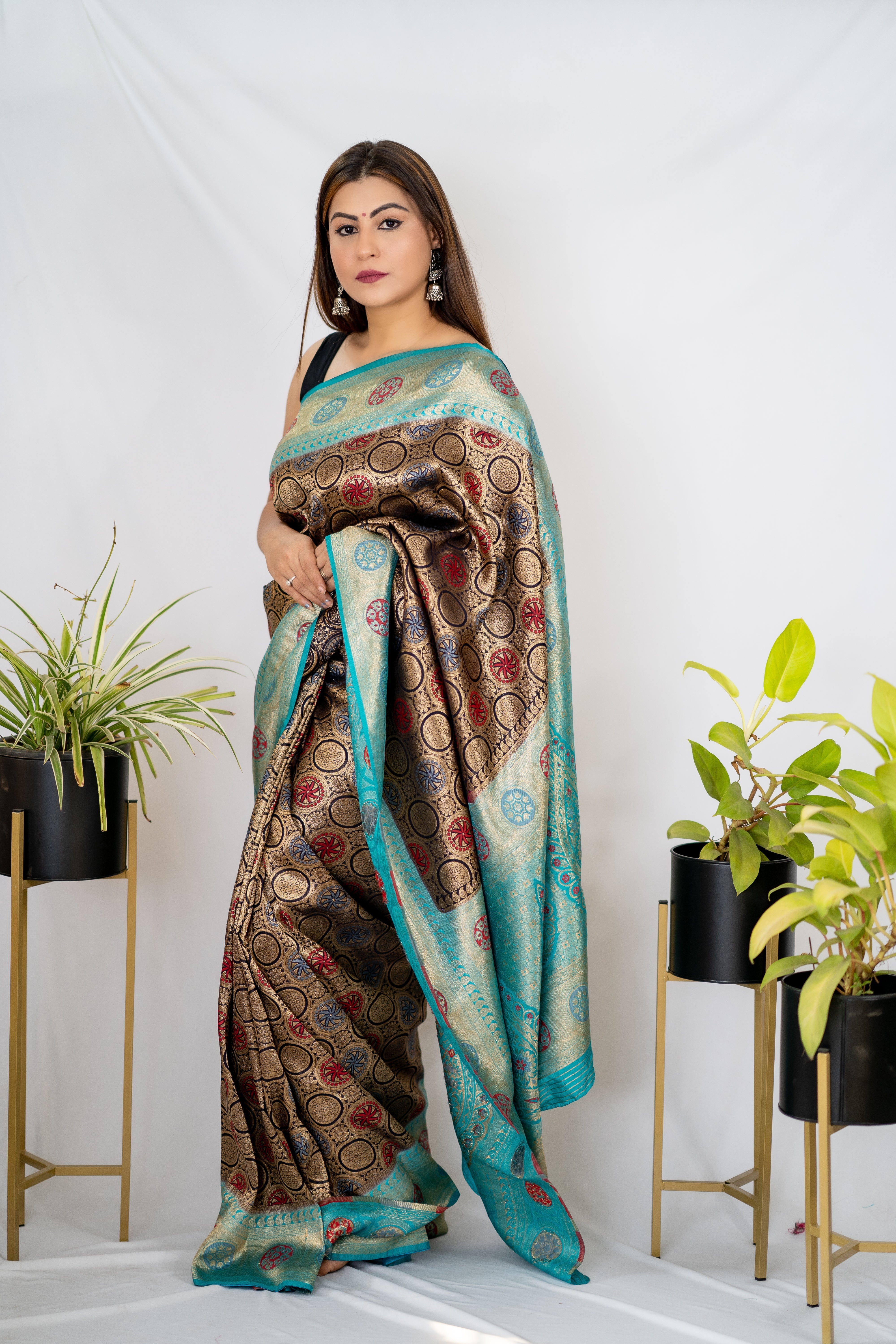Navy Blue Pure Katan Silk Banarasi Handloom Saree