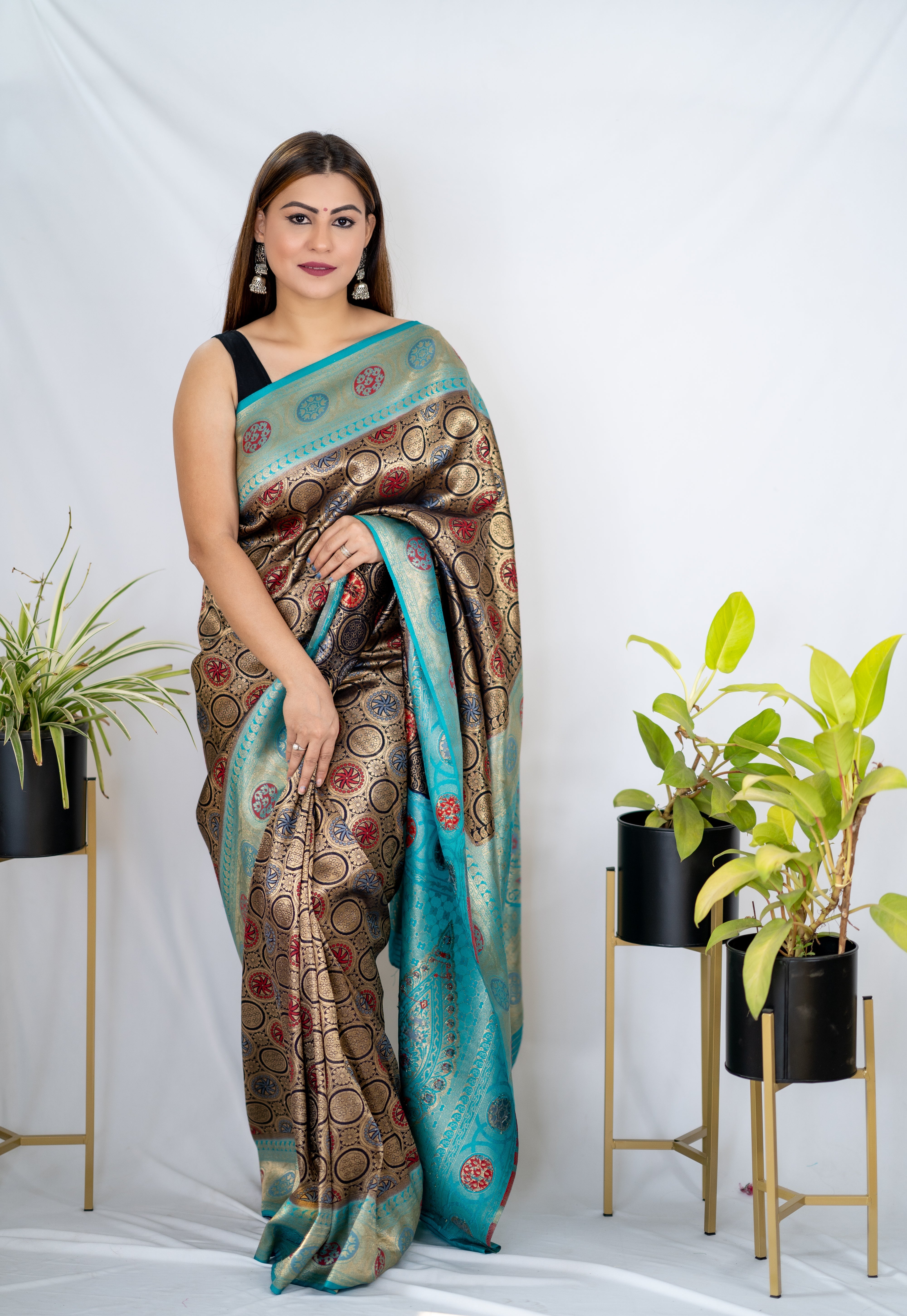 Navy Blue Pure Katan Silk Banarasi Handloom Saree