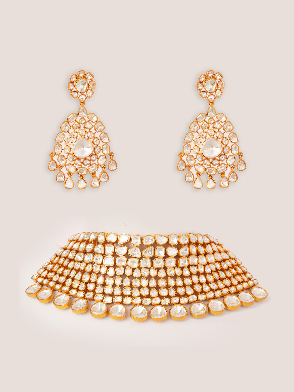 Bold and dramatic moissanite necklace set with matching earrings