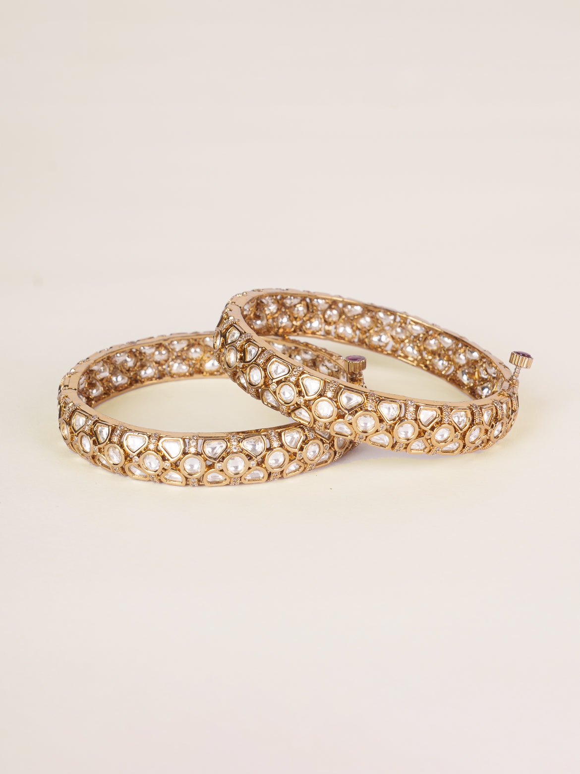 Pair of classic two tone kundan polki bangles