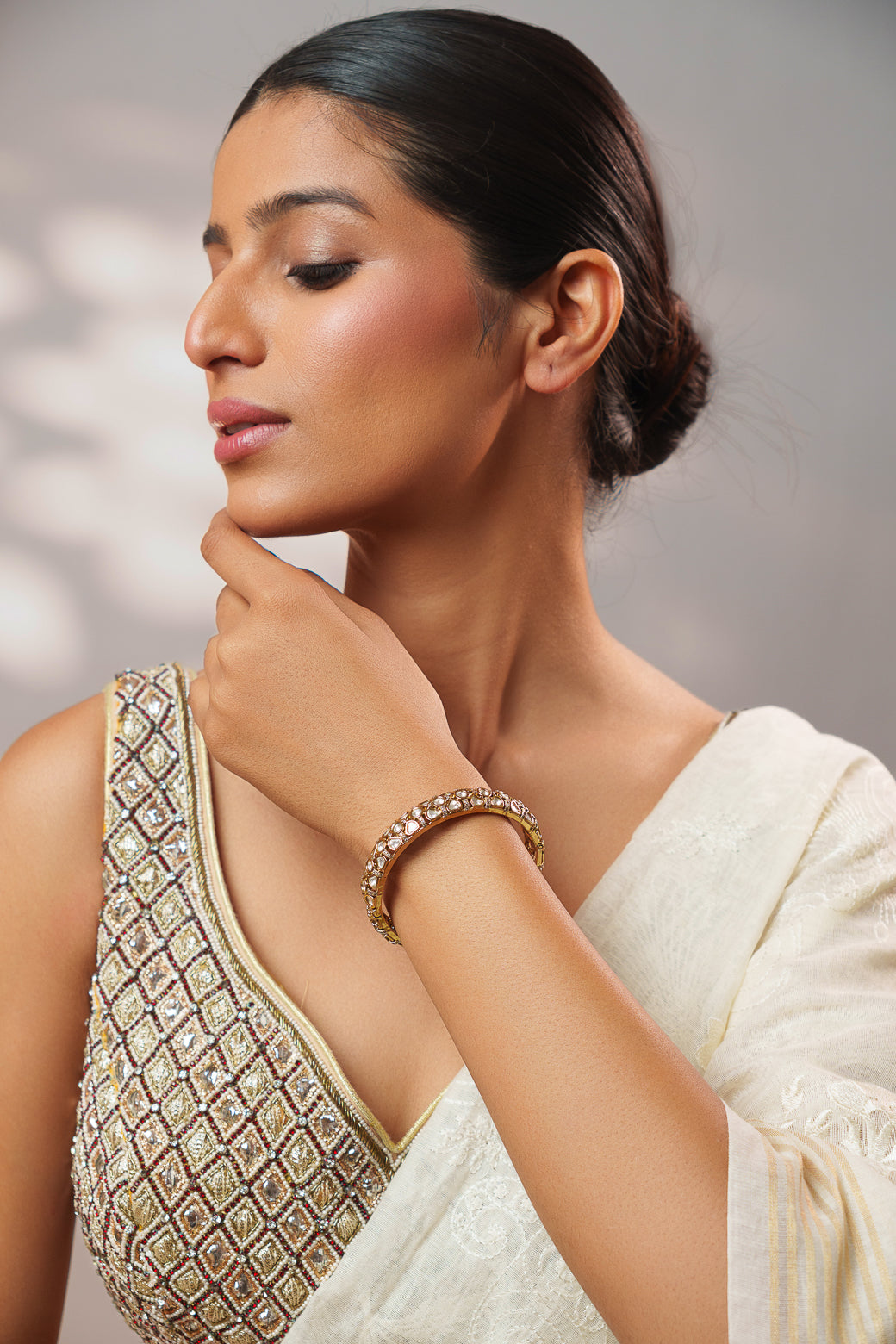 Pair of classic two tone kundan polki bangles