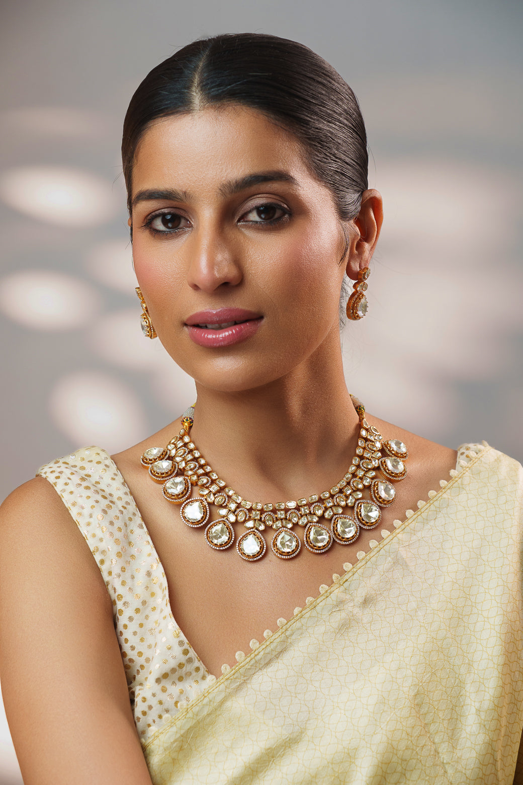 Dramatic and stylish moissanite set with matching earrings