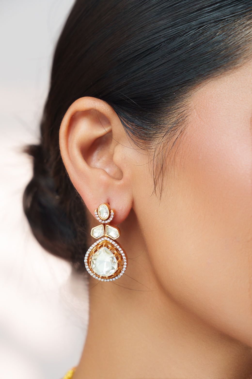 Dramatic and stylish moissanite set with matching earrings