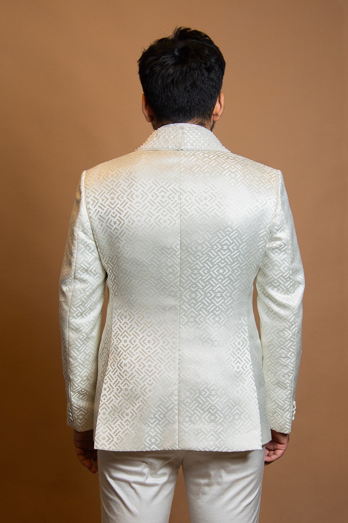 WHITE EMBROIDERED JODHPURI COAT WITH PANT