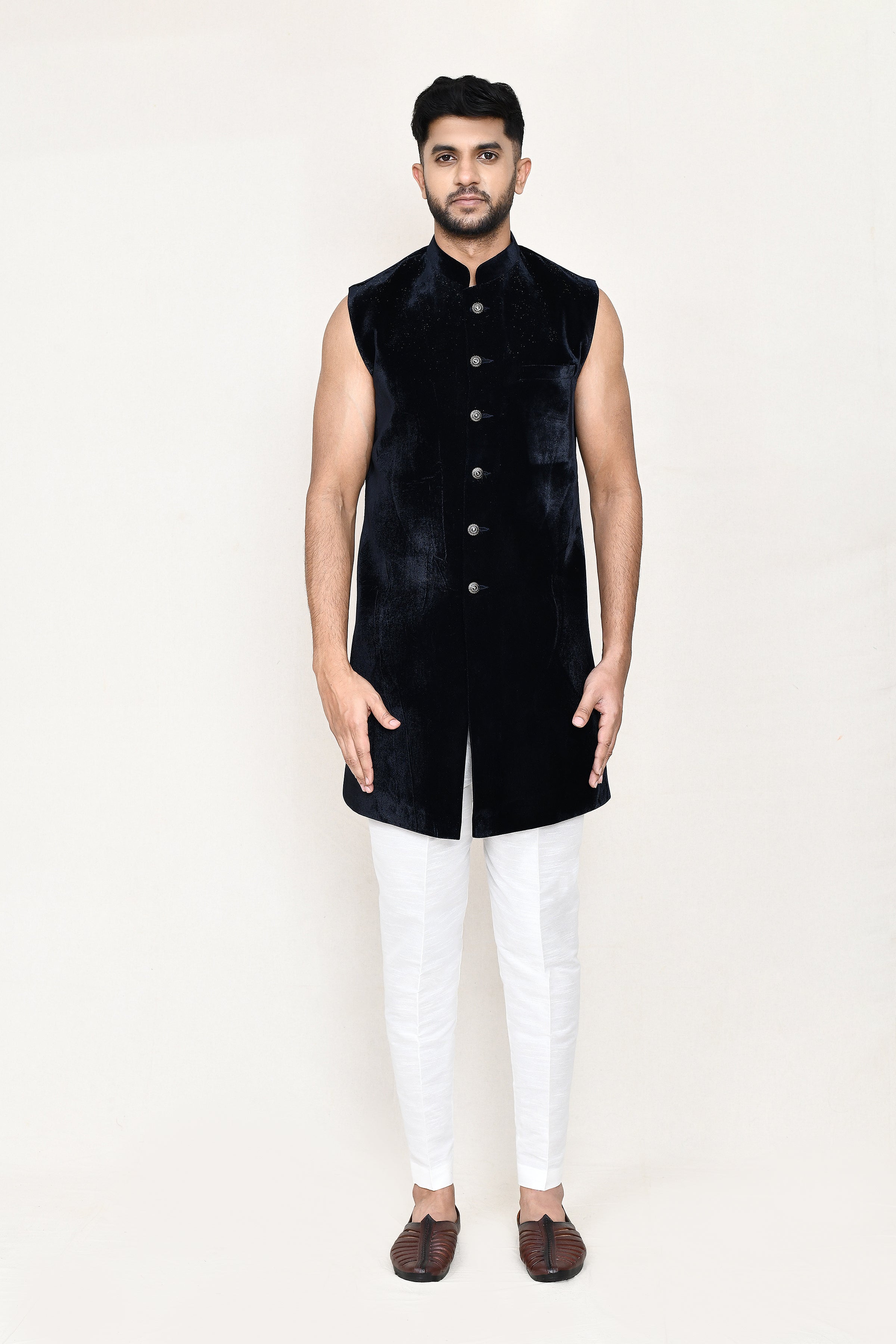 open jacket, indowestern with straight fit pant