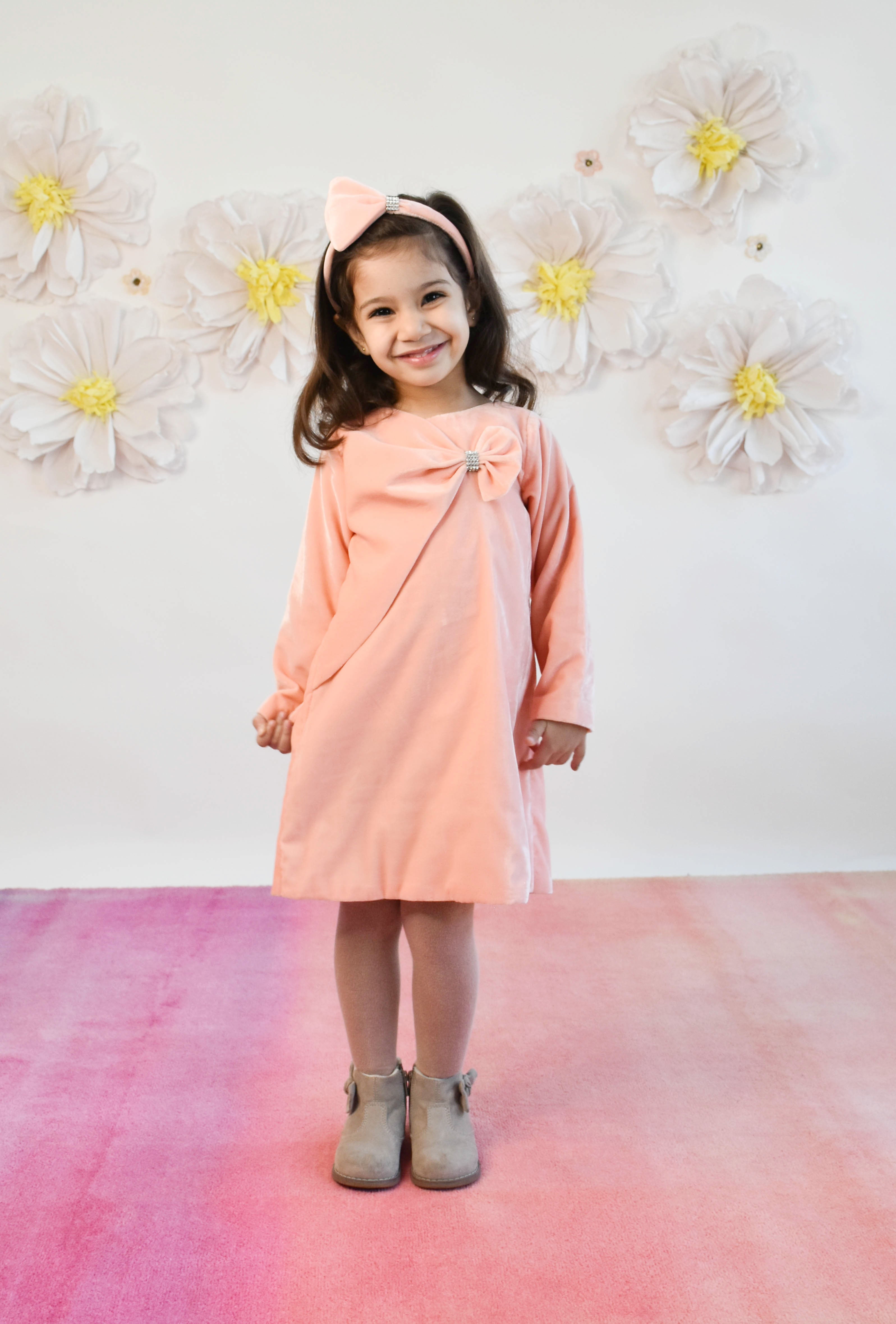 Pink Velvet Dress for Girls