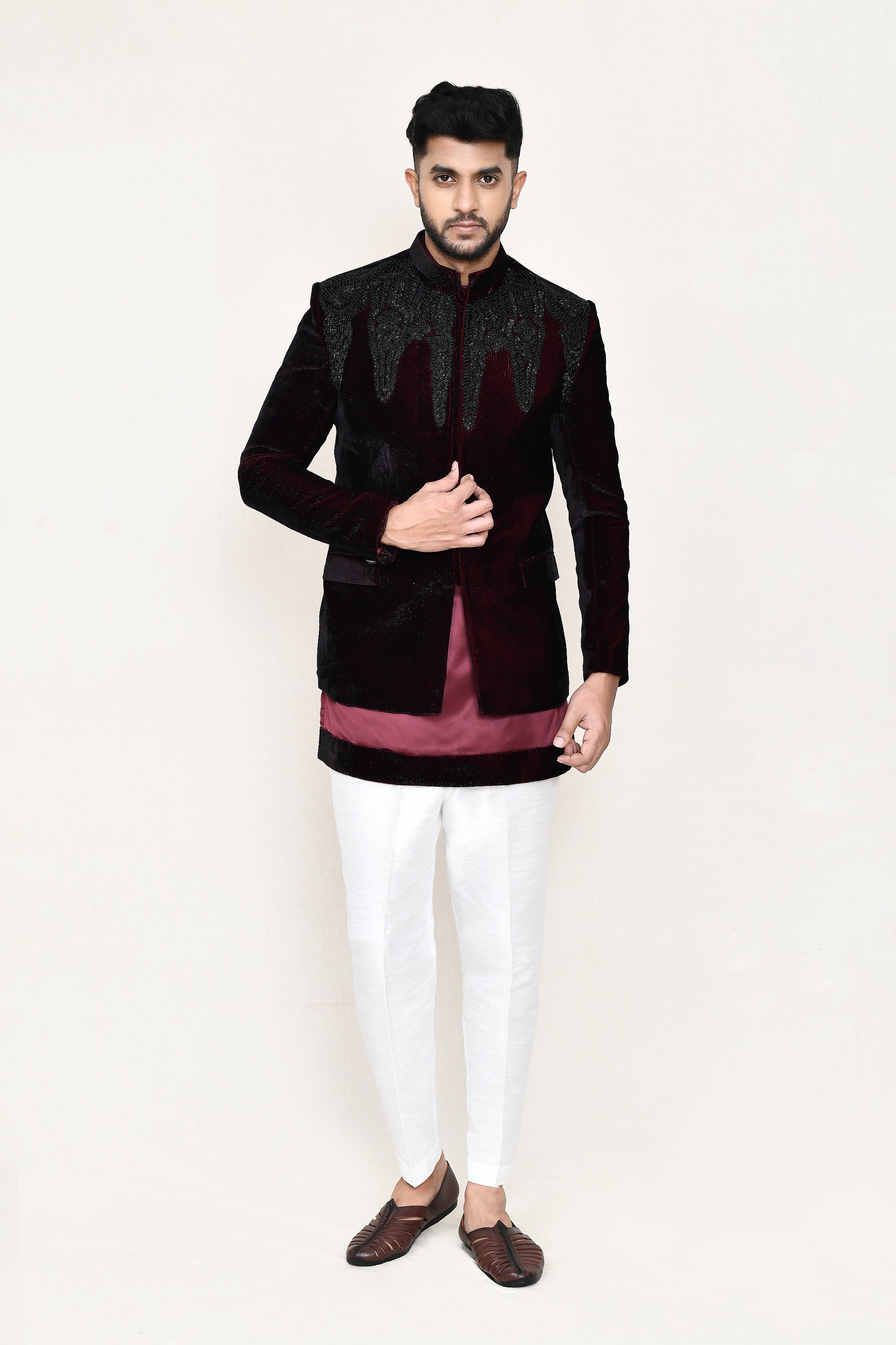 open prince coat, kurta with straight fit pant