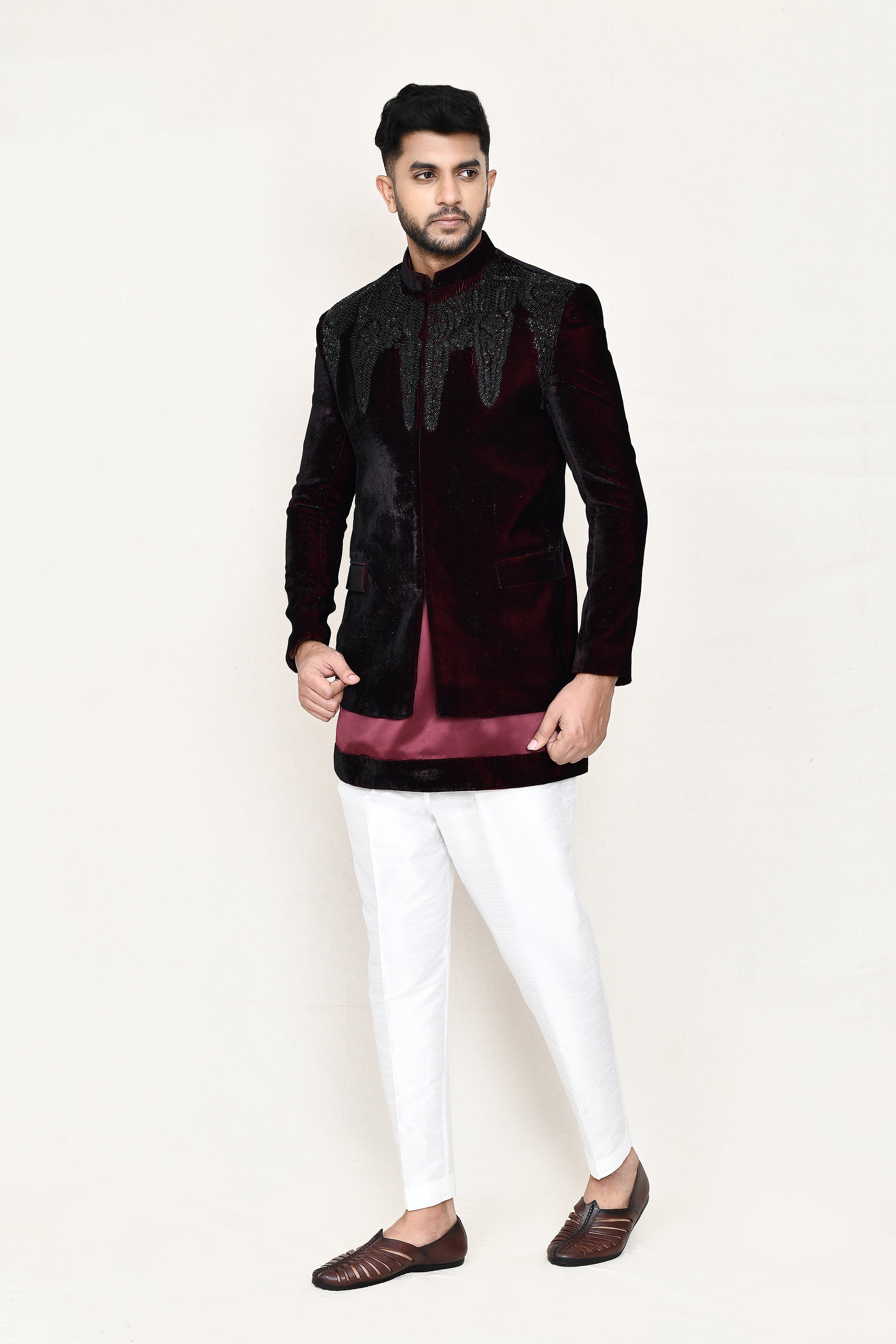 open prince coat, kurta with straight fit pant
