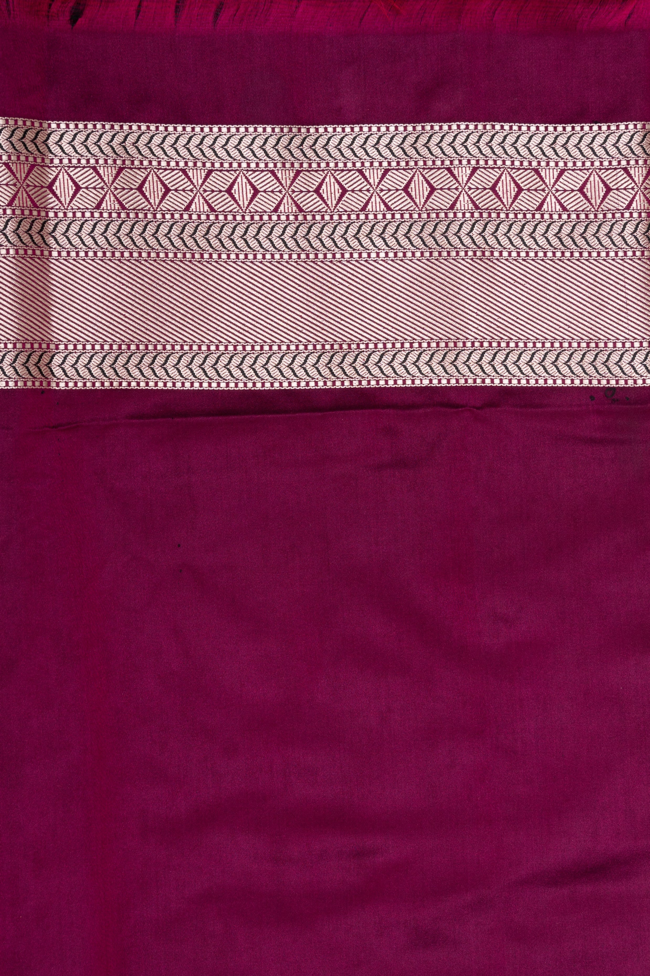 Hot Pink Kanjivaram silk Banarsi Handloom Saree - Plain