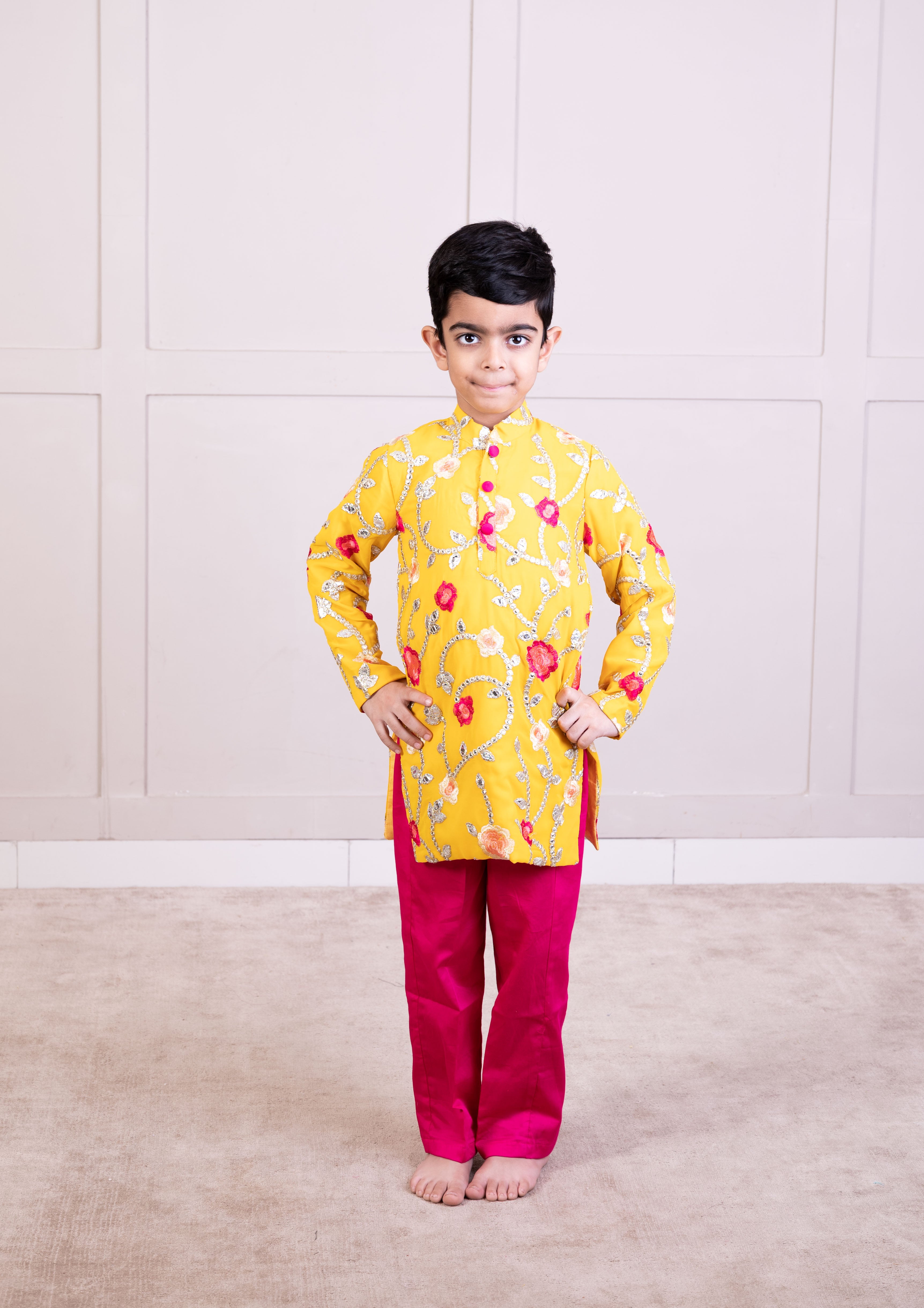 Yellow Gota Embroidered Kurta with Pant