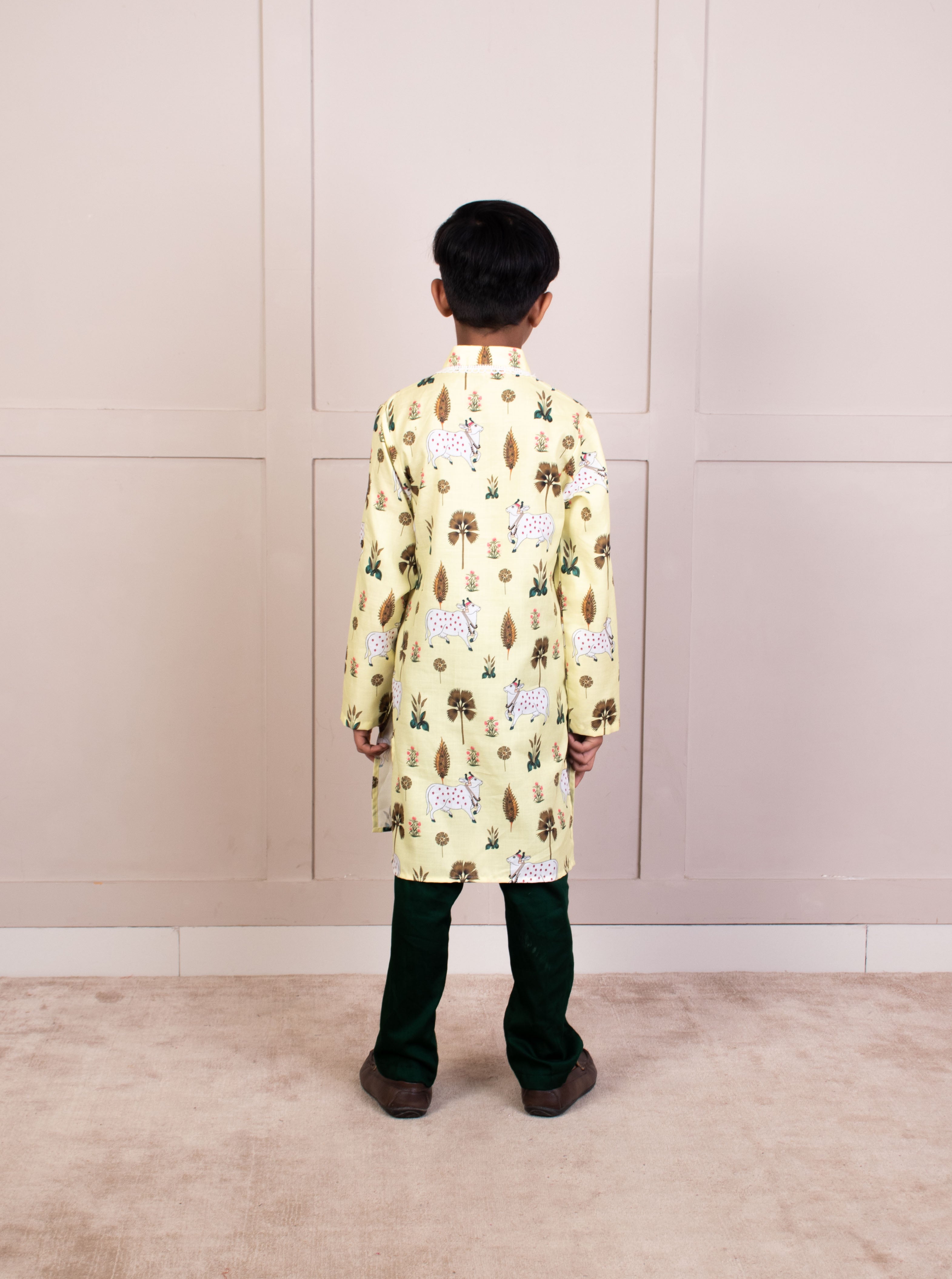 Yellow Nandi Printed Kurta with Pant