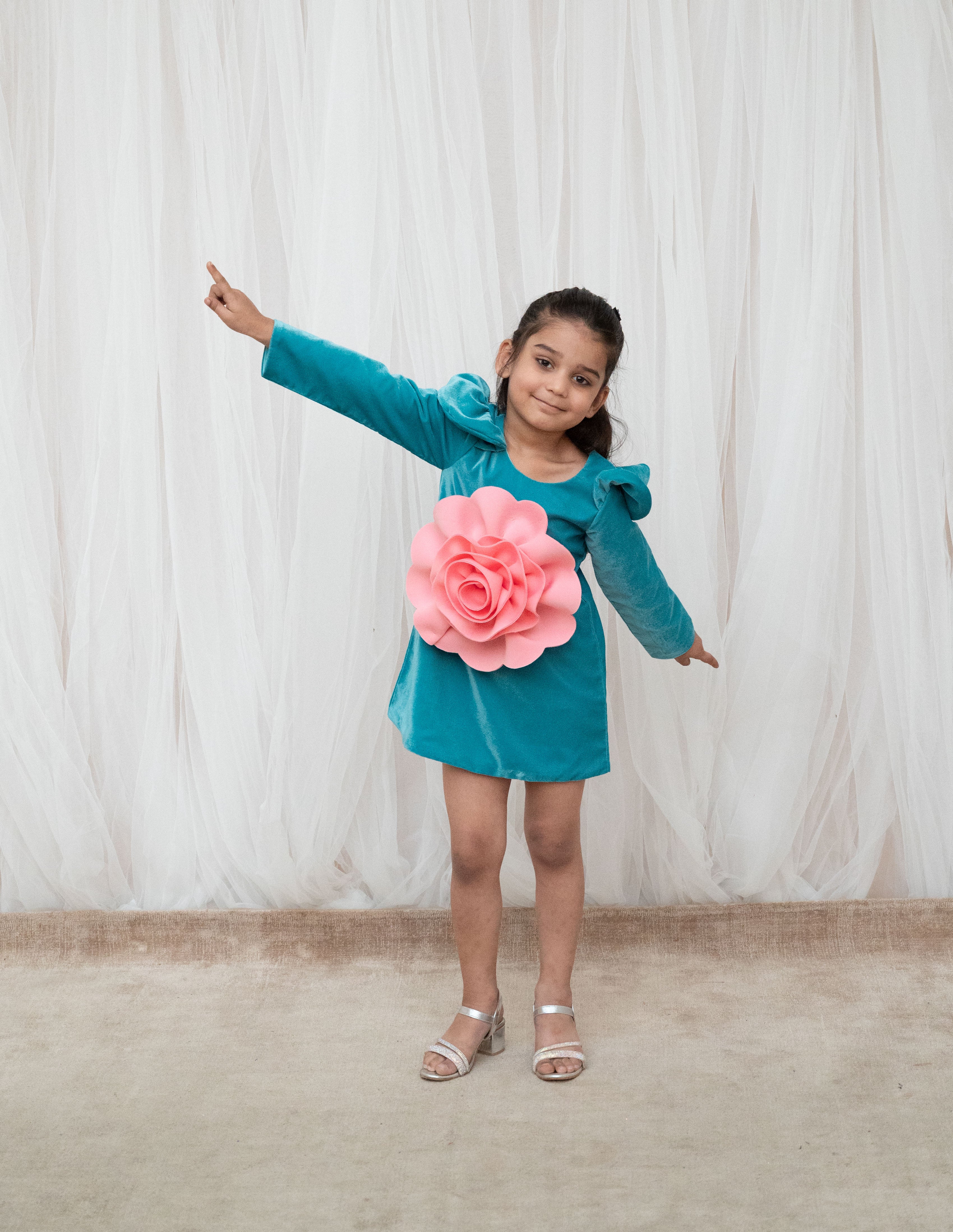 Teal Blue Velvet Dress