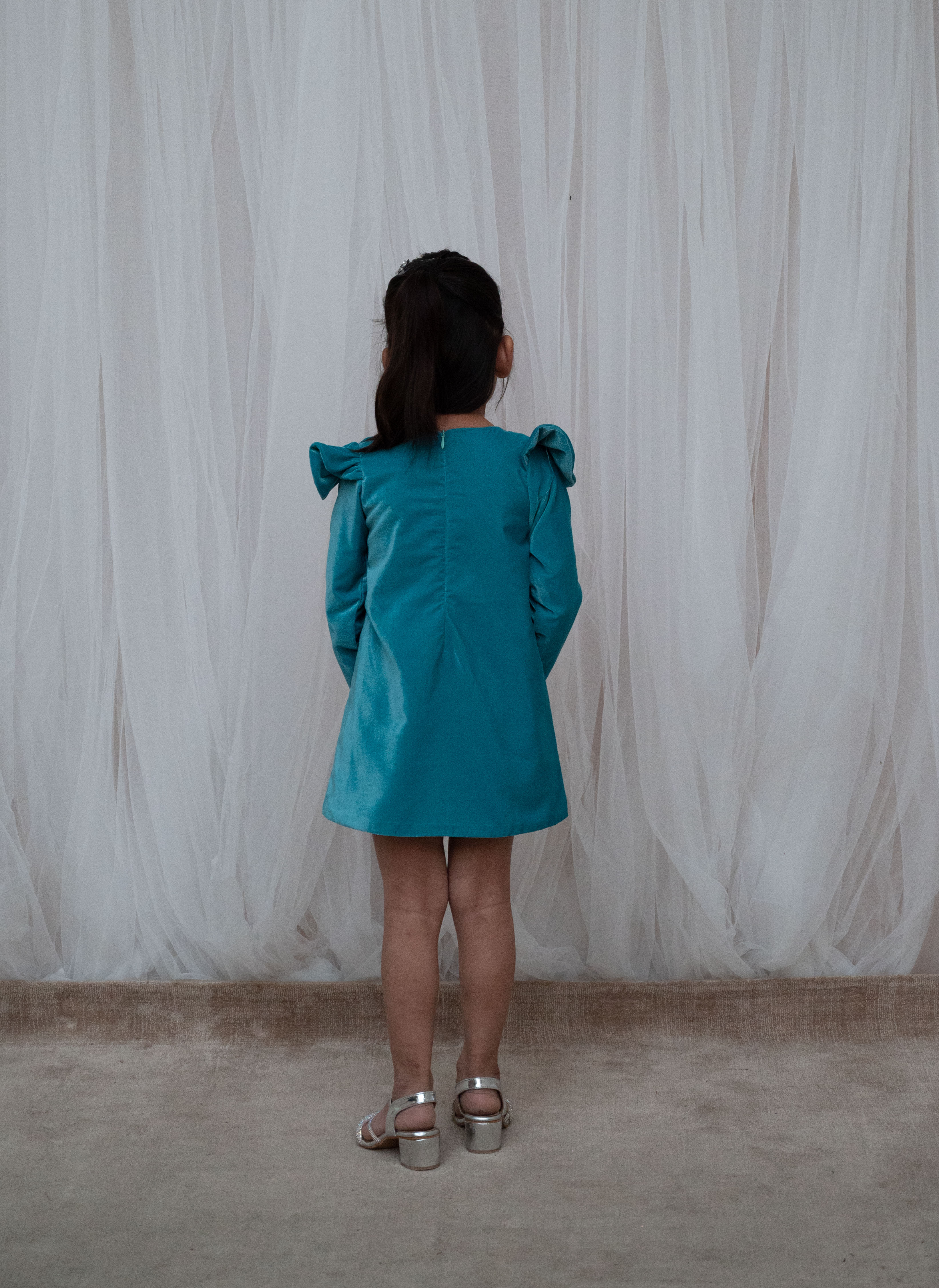 Teal Blue Velvet Dress