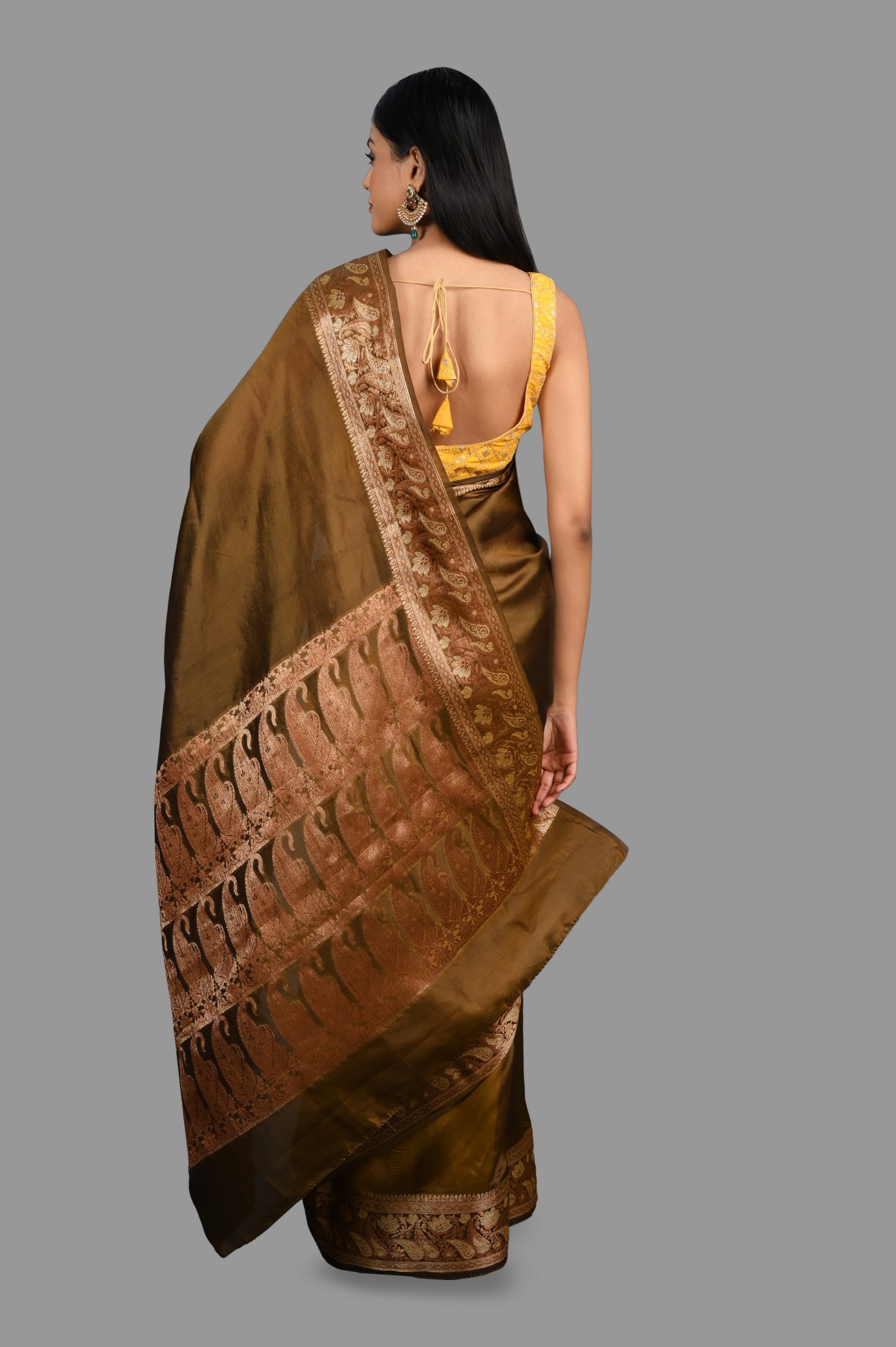 Golden yellow Toned Pure Silk Banarasi Saree