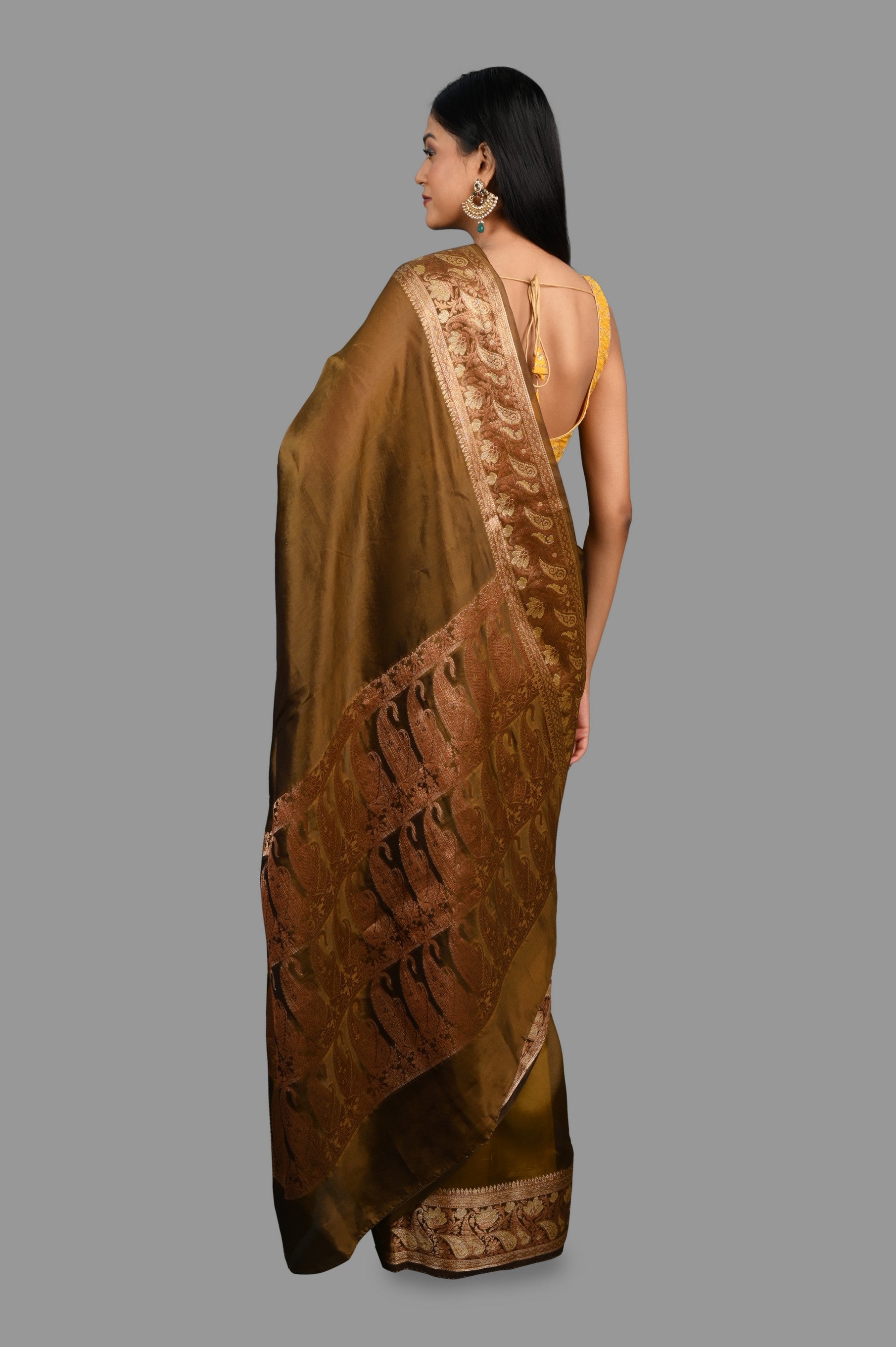 Golden yellow Toned Pure Silk Banarasi Saree