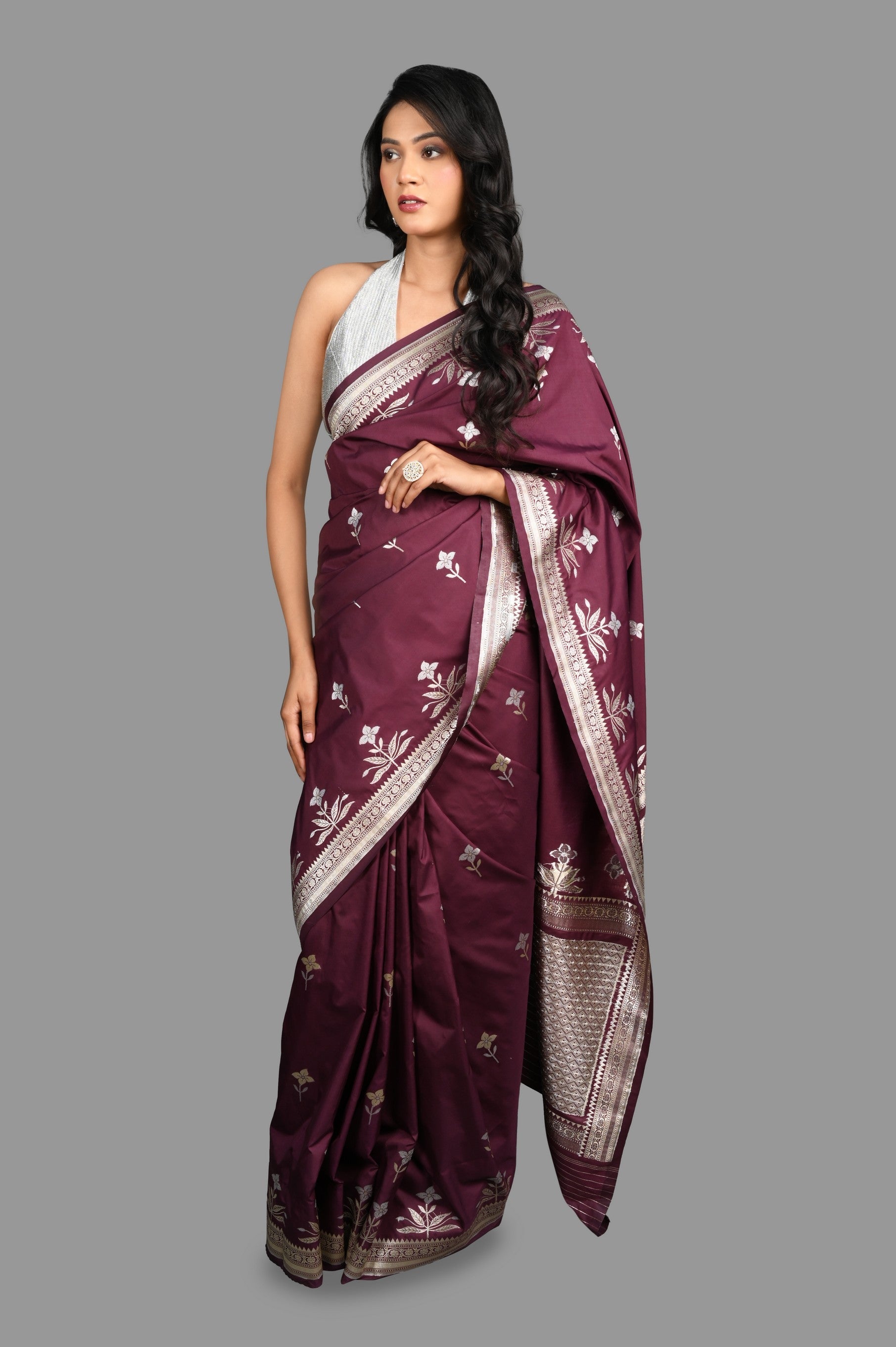 Magenta Pure Katan Silk Banarasi handloom Saree