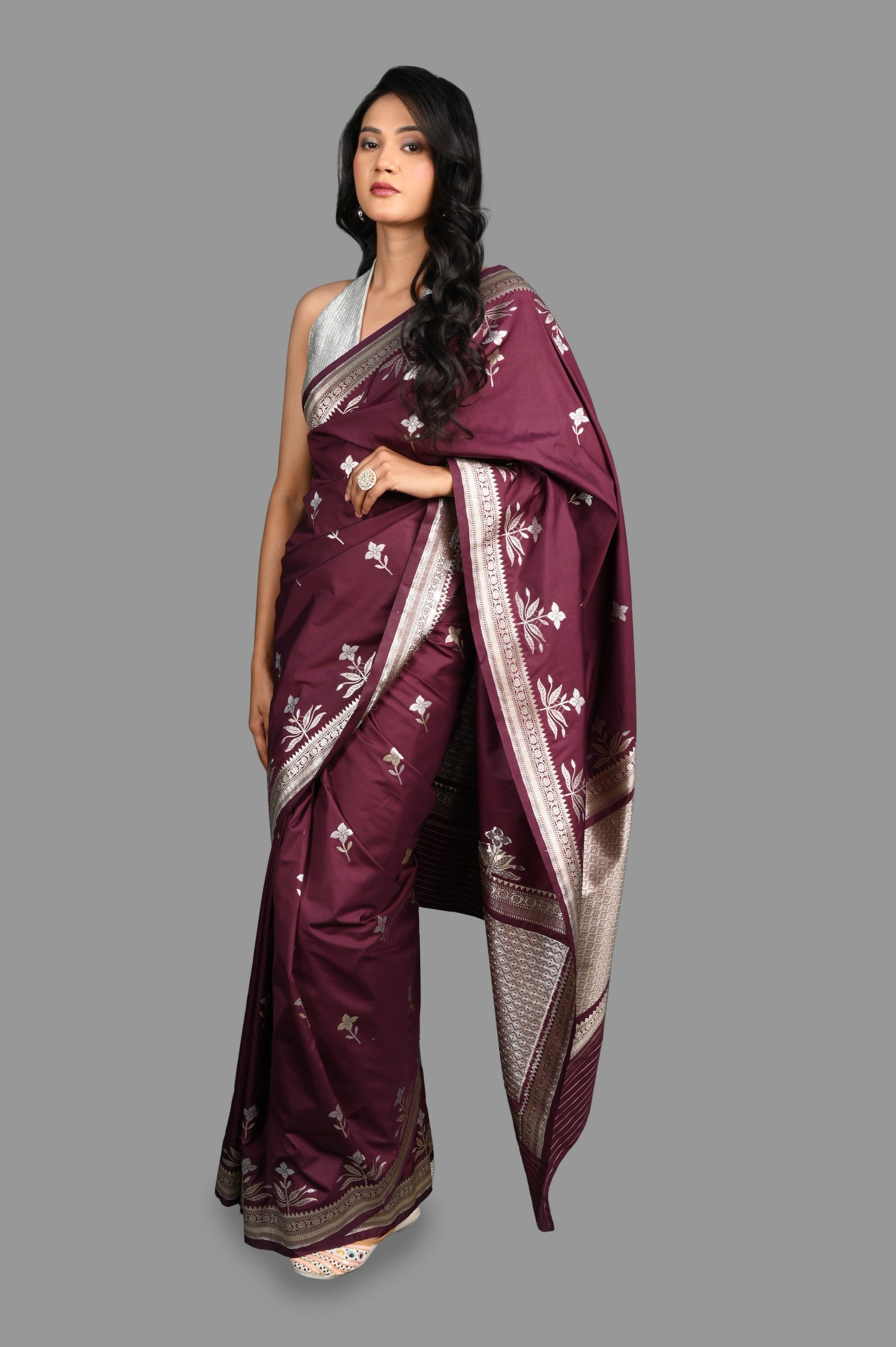 Magenta Pure Katan Silk Banarasi handloom Saree