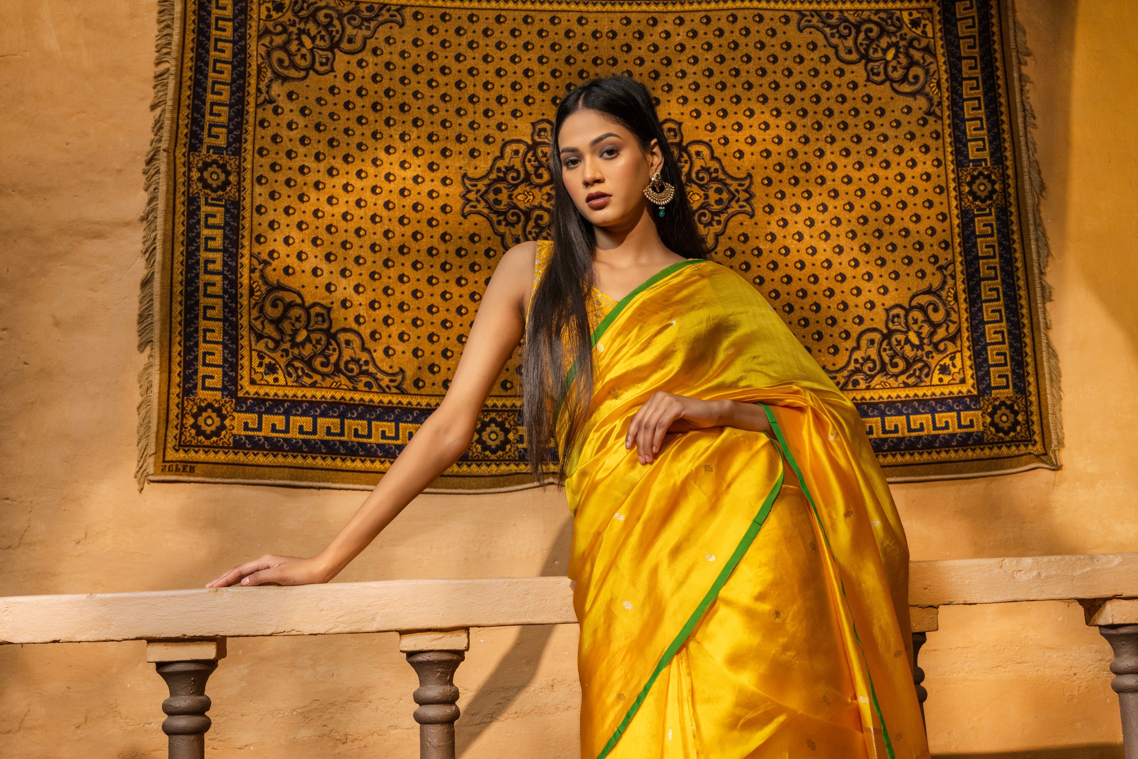 Yellow Pure Chanderi Silk Banarasi handloom saree