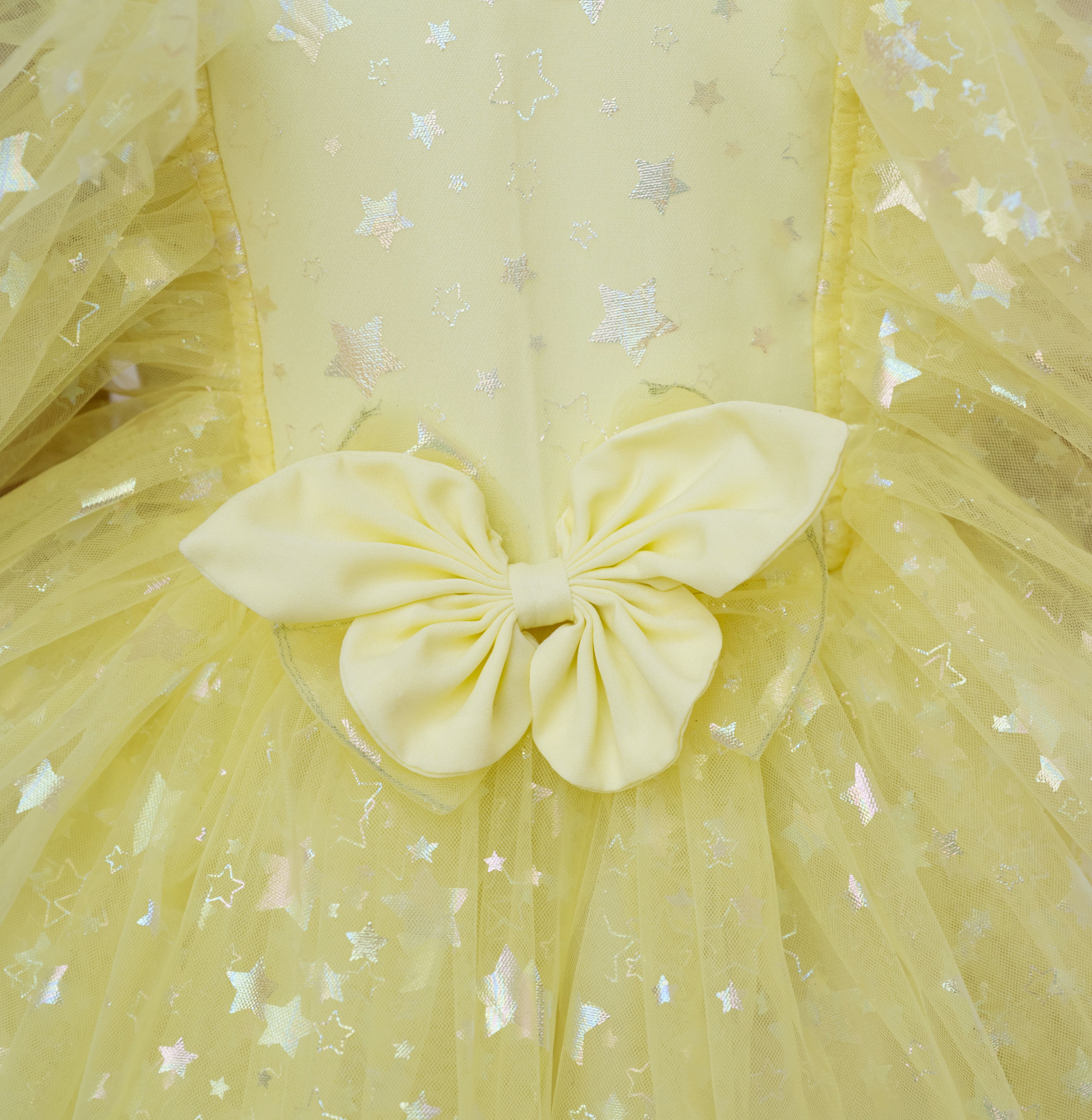 Yellow Star Net Layerd Frock