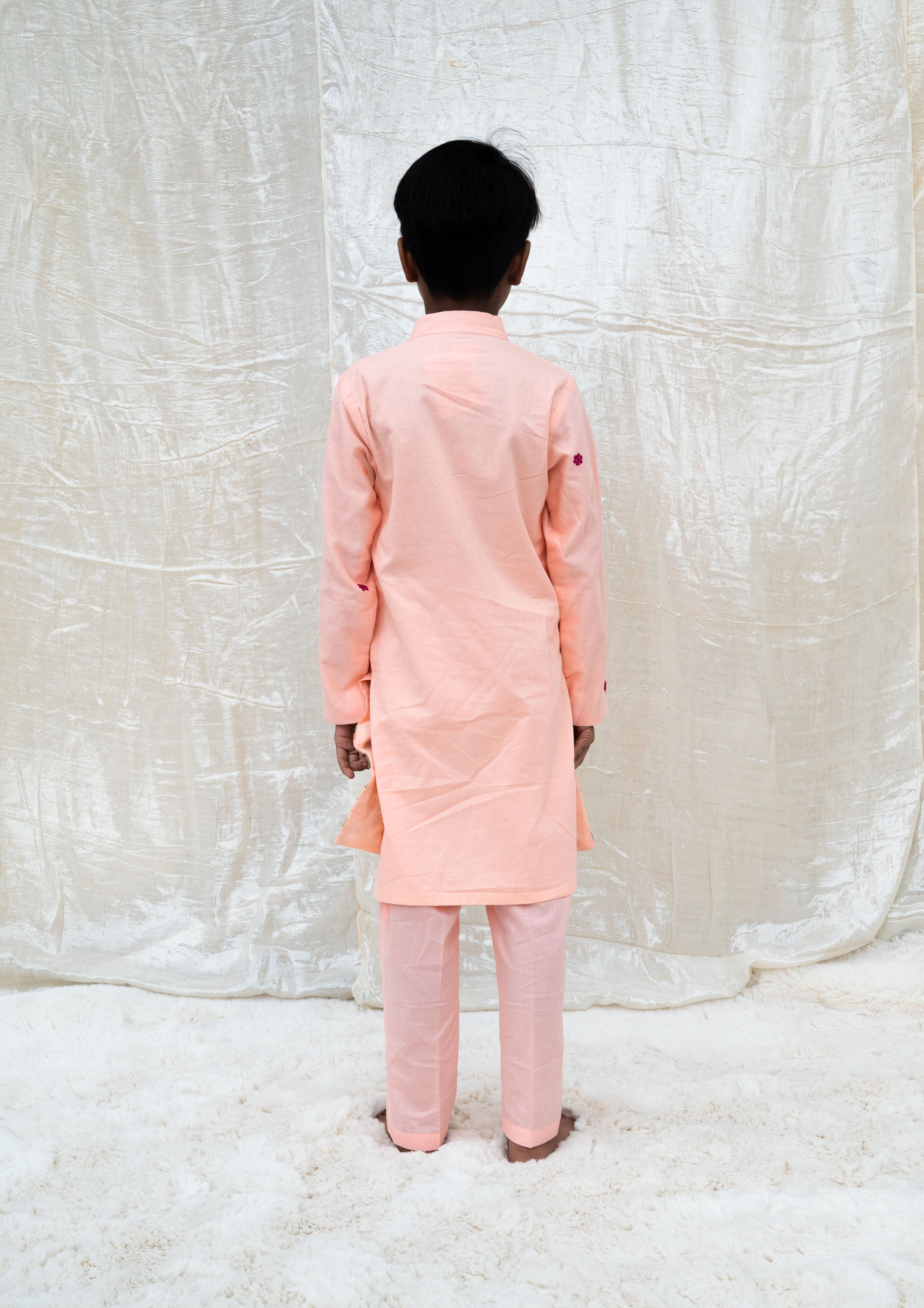 Peach Embroidered Kurta Set