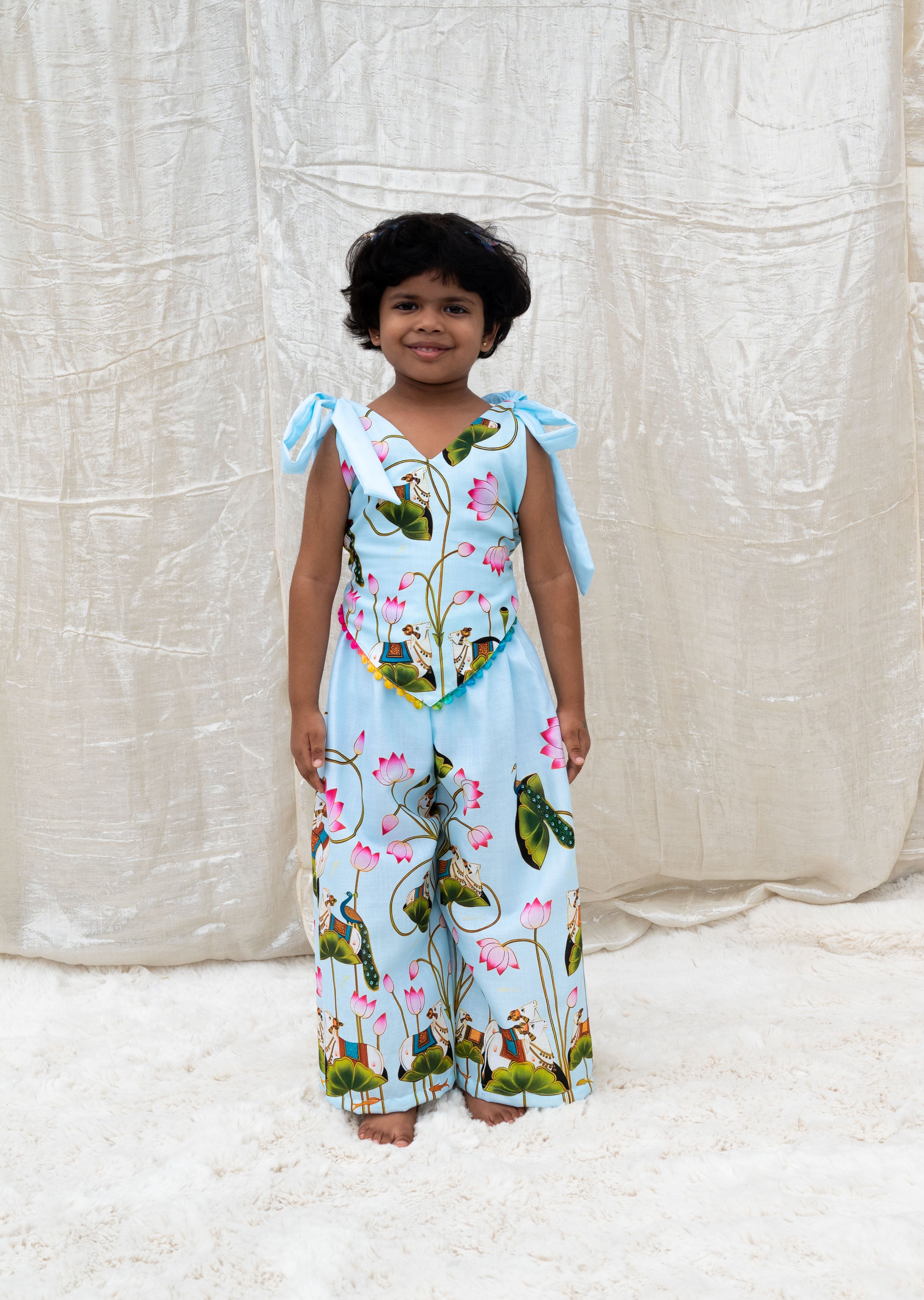 Printed Crop Top with Plazo