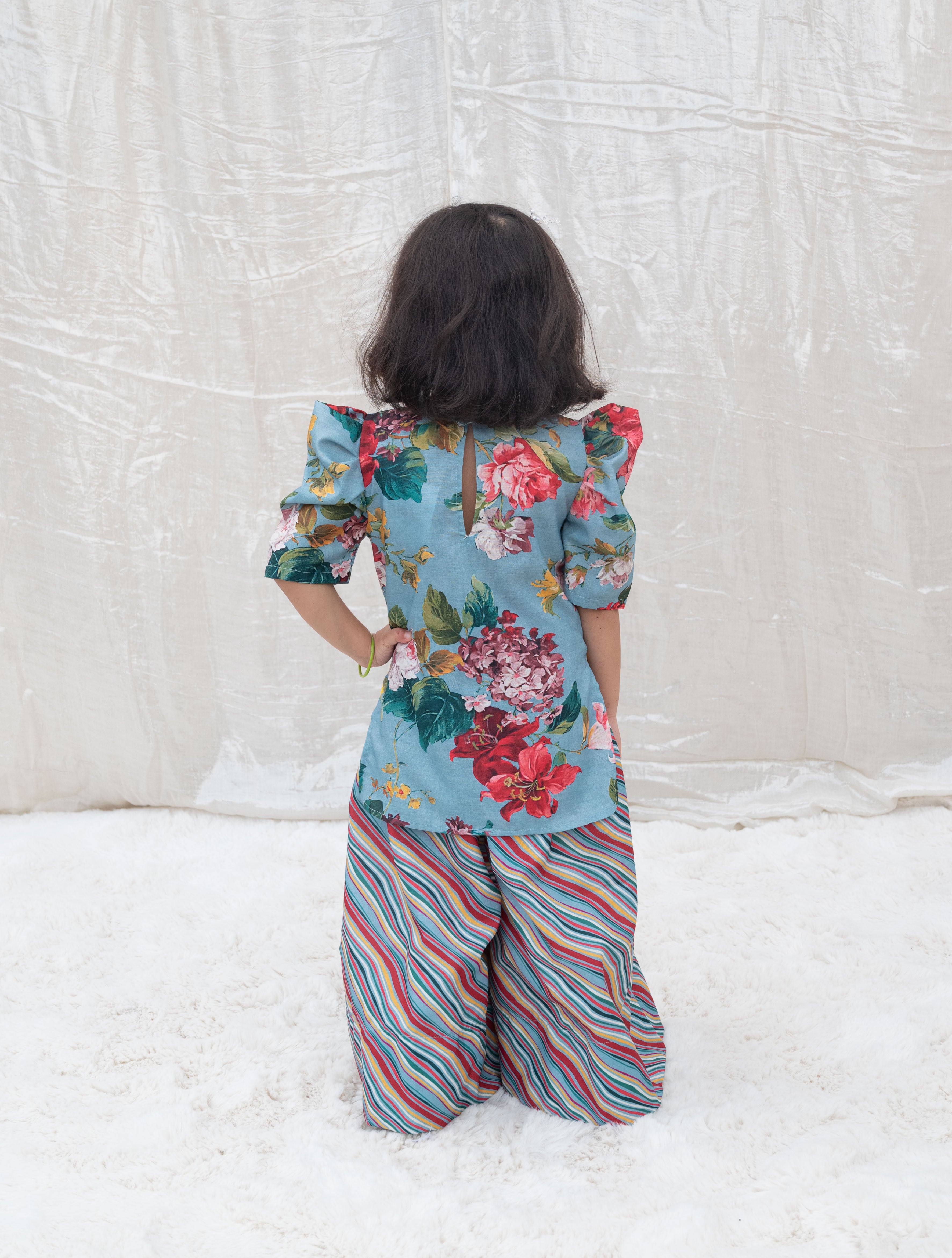 Blue Printed Kurti with Plazo