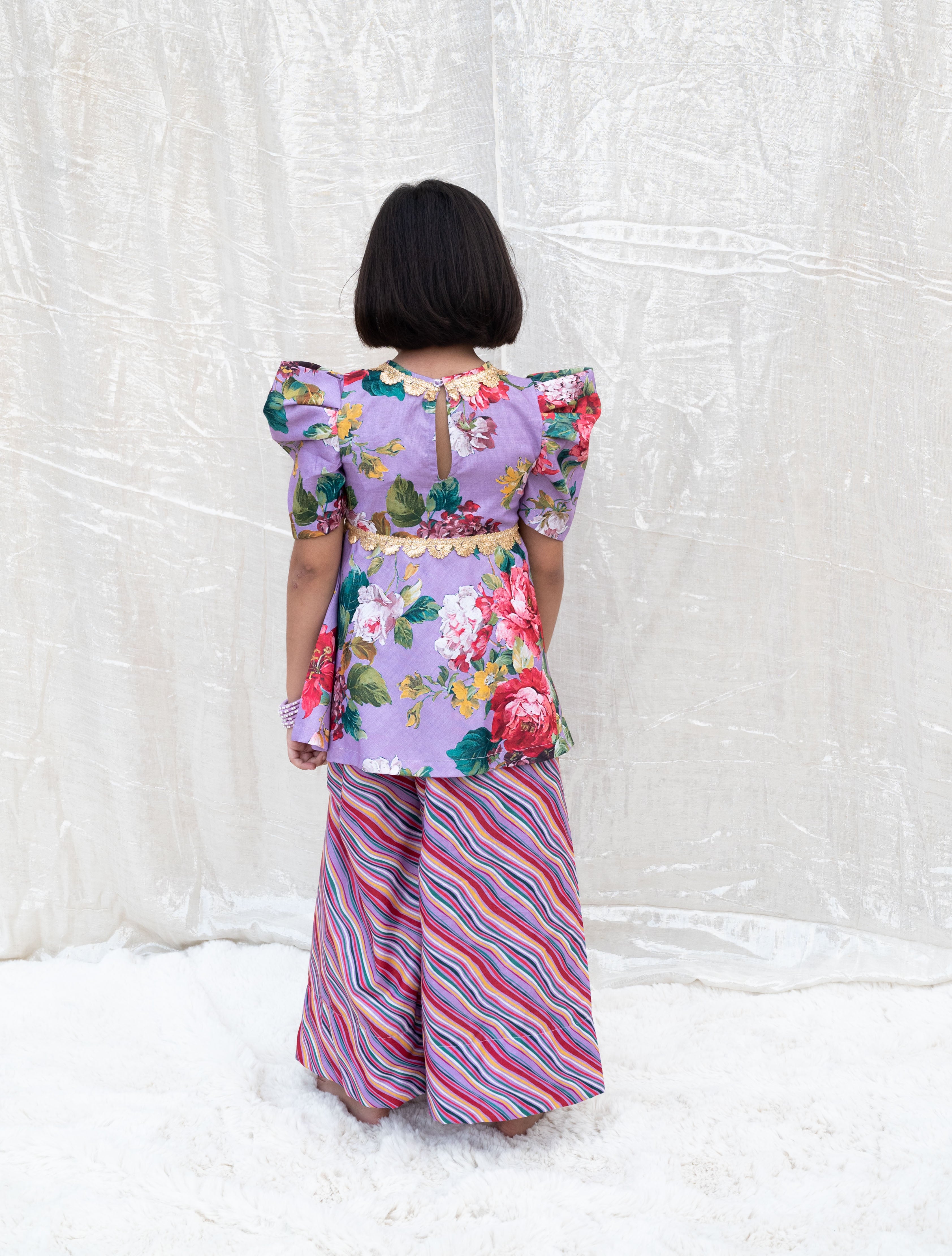 Purple Printed Kurti with Plazo