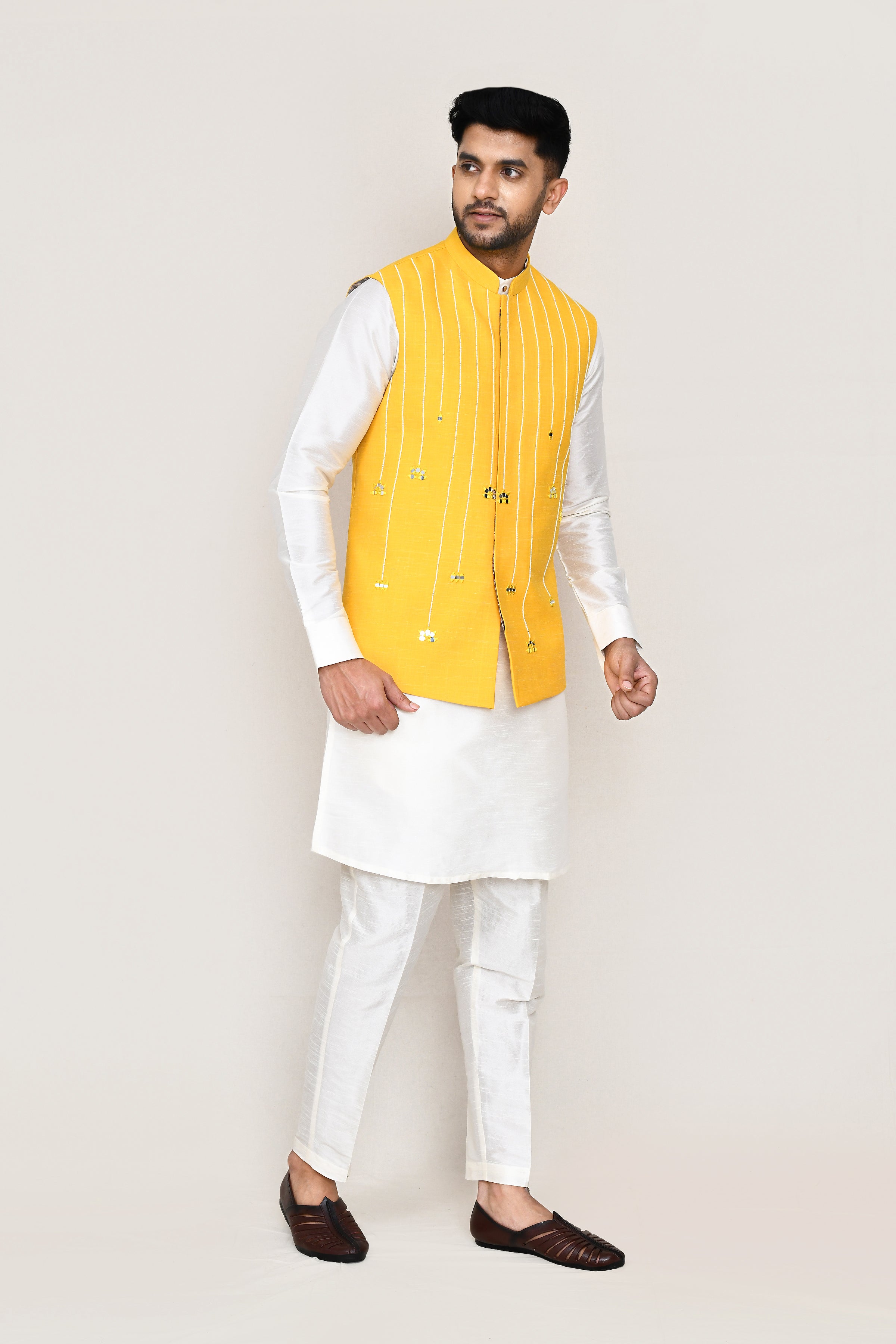 kurta, jacket with straight fit pant