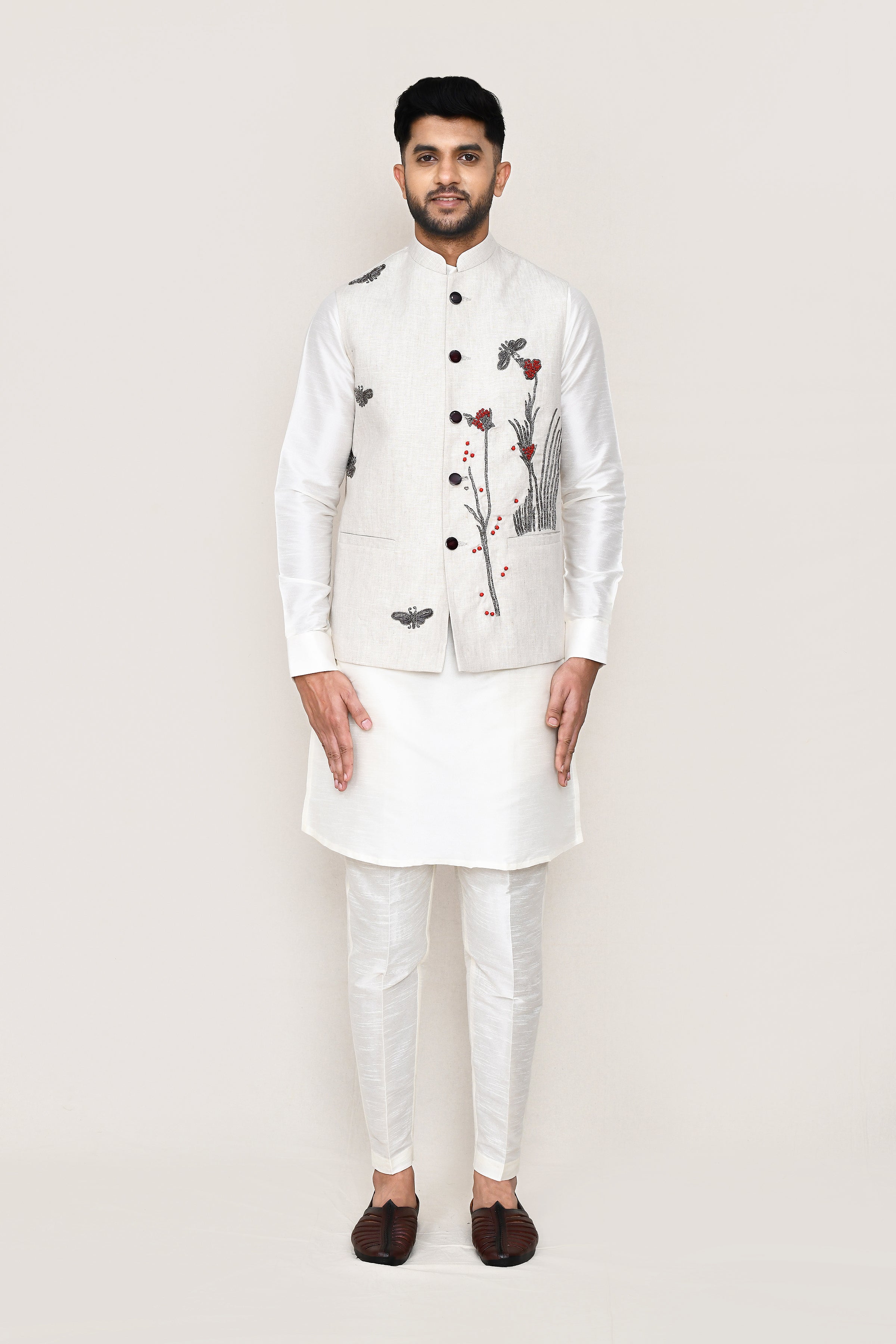kurta, jacket with straight fit pant