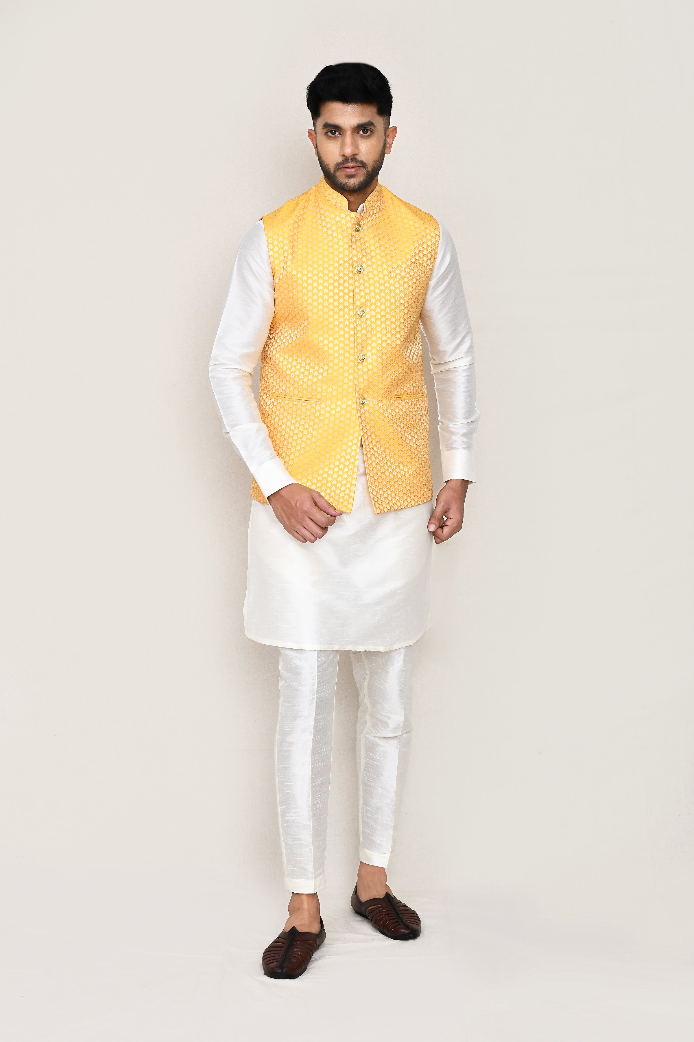 kurta, jacket with straight fit pant